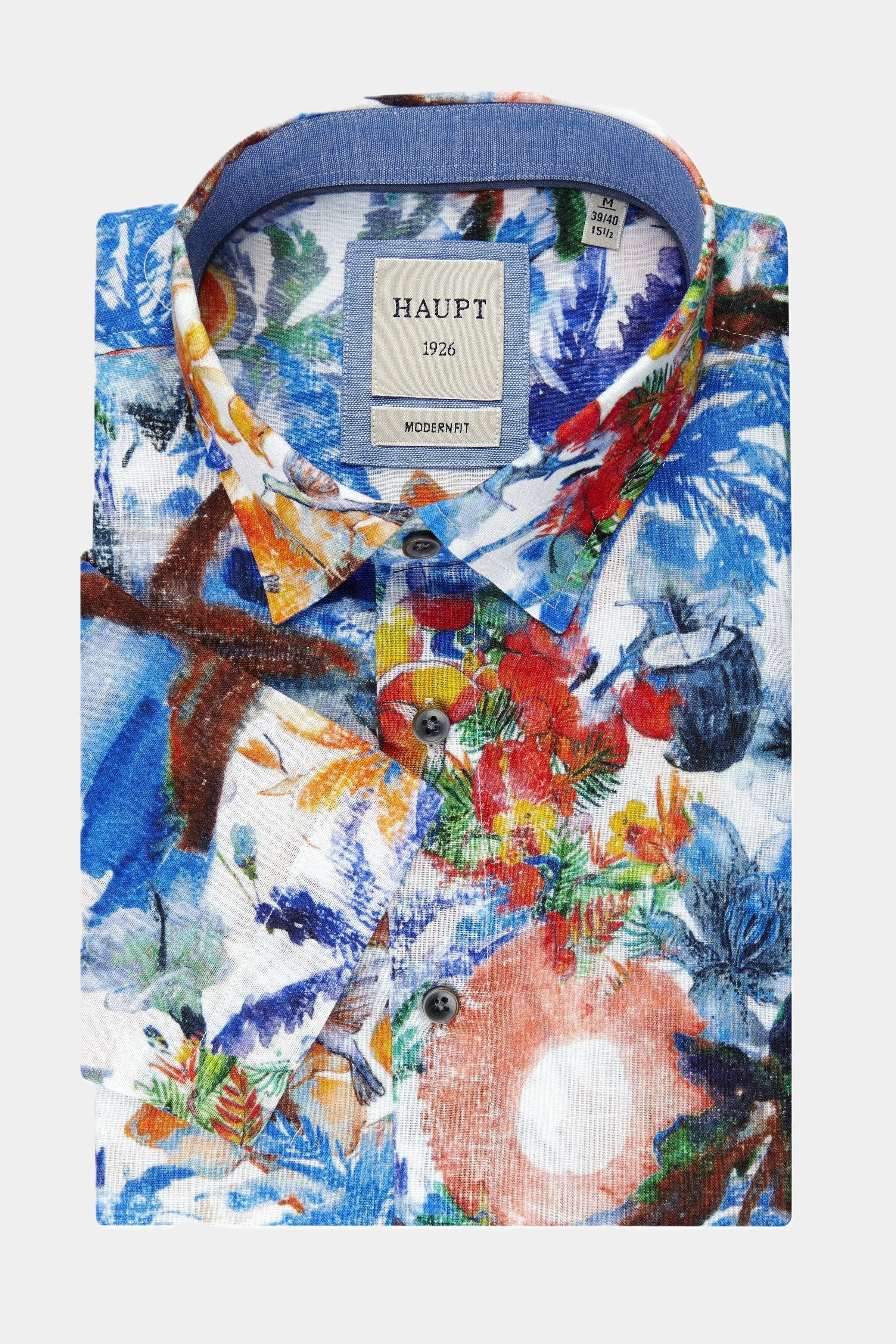 Haupt Kurzarm Baumwoll-Herrenhemd Modern Fit Sommer Vibes true yellow Haupt