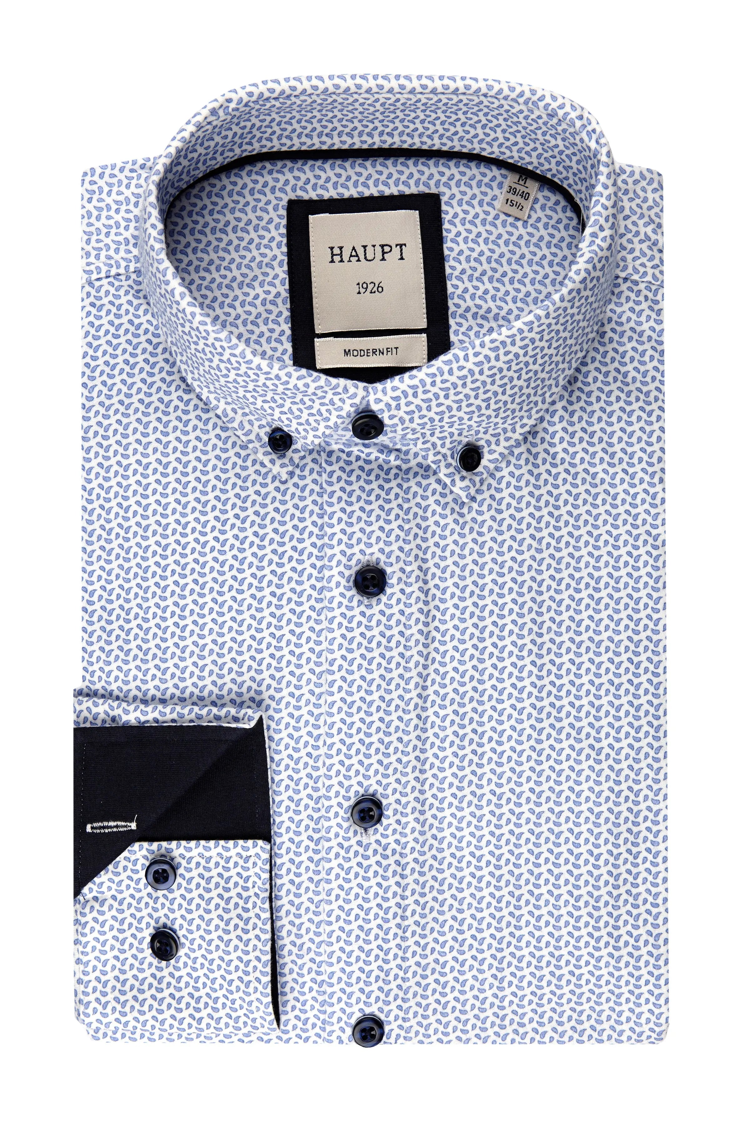 Baumwoll-Herrenhemd light blue print Haupt