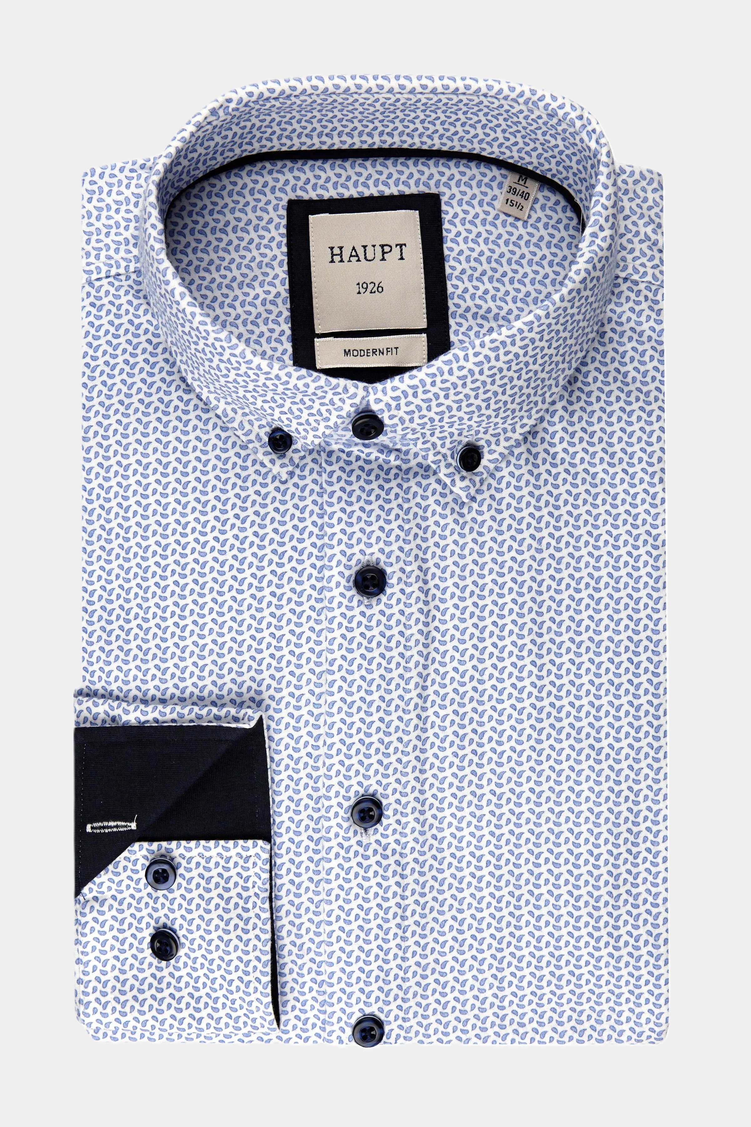 Haupt long-sleeve cotton men's shirt light blue print