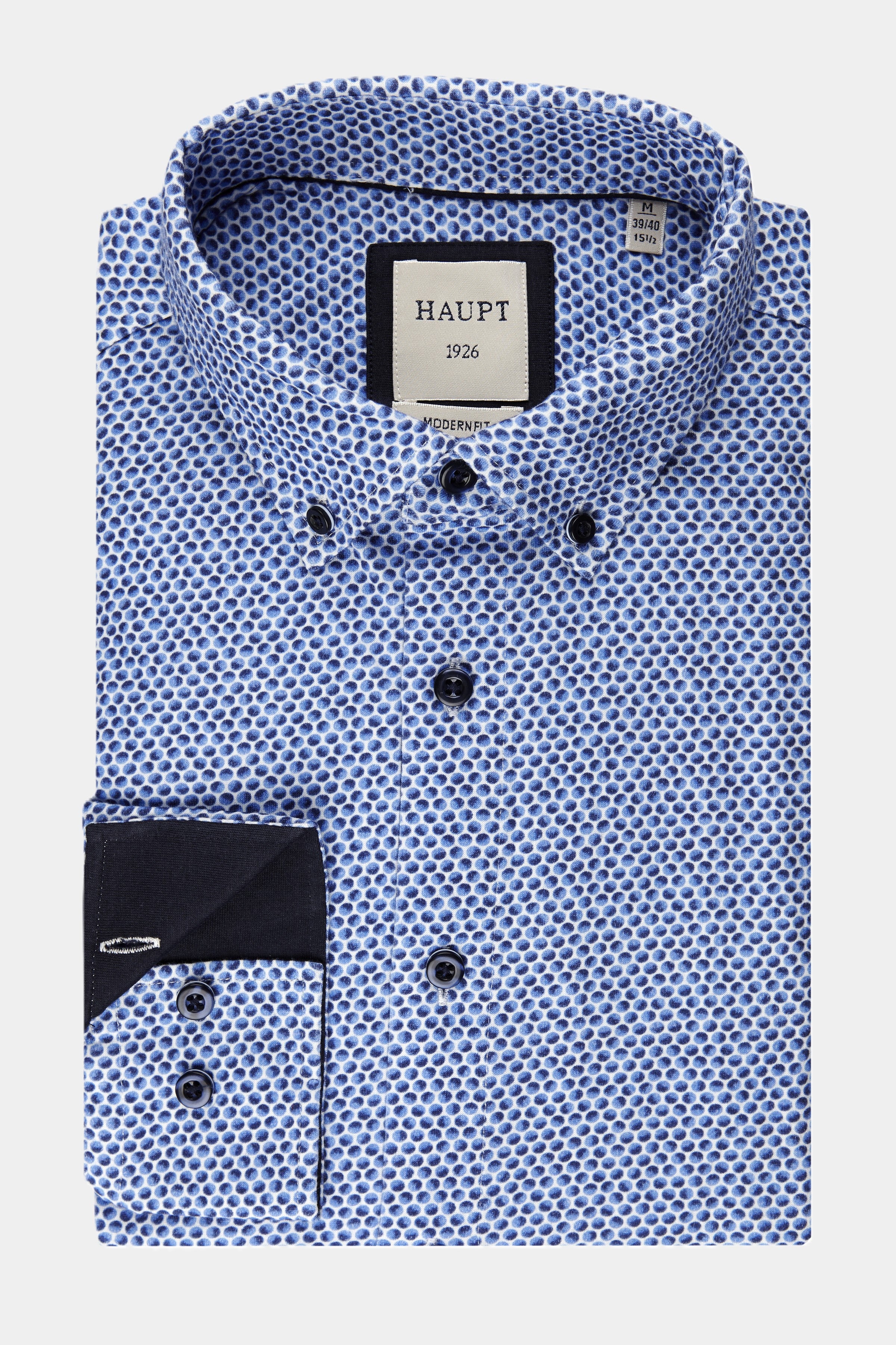 Chemise homme à manches longues Popeline Modern Fit à pois en imprimé true blue