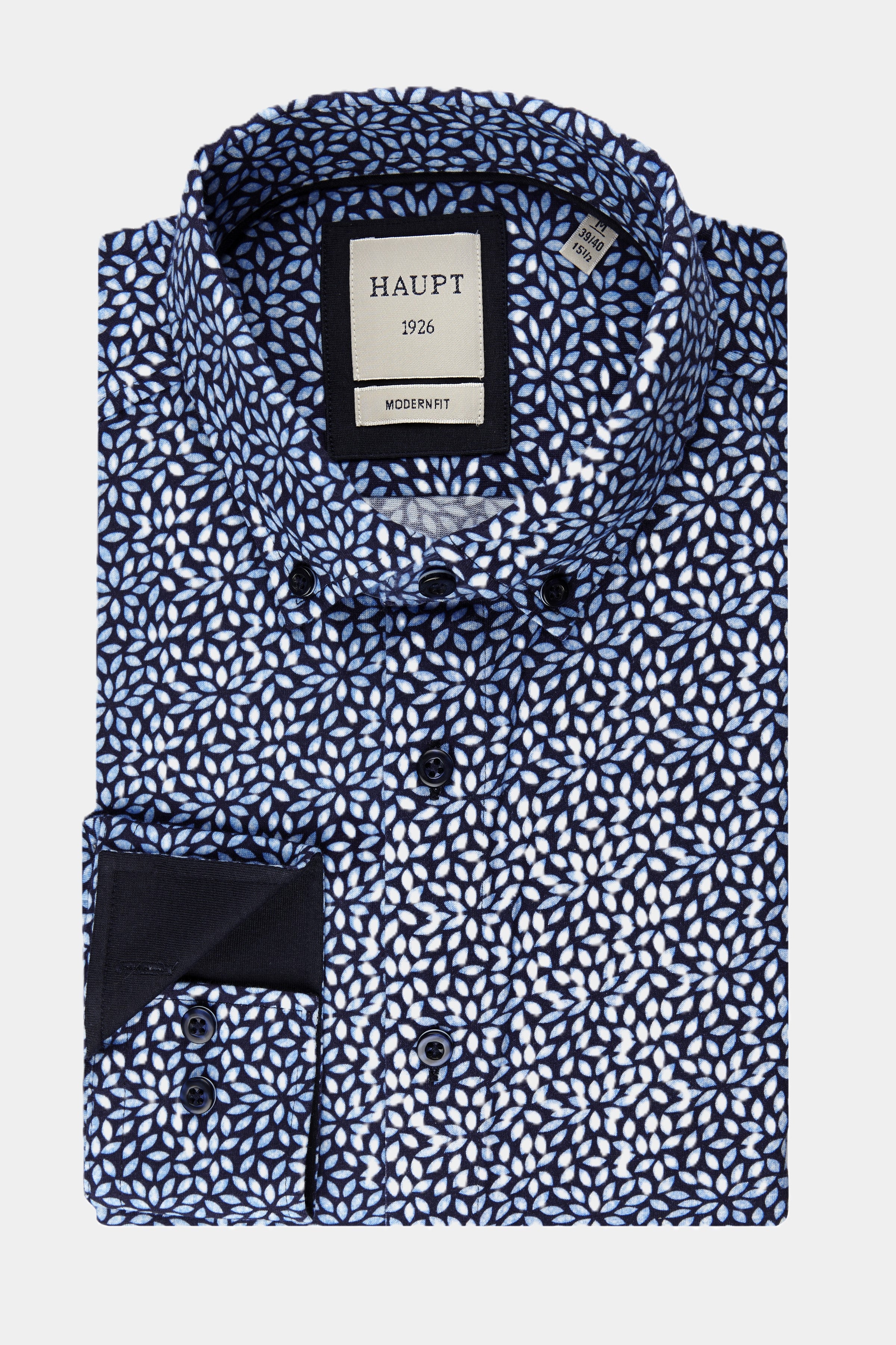 Chemise homme en coton à manches longues avec motif floral allover principal imprimé marine