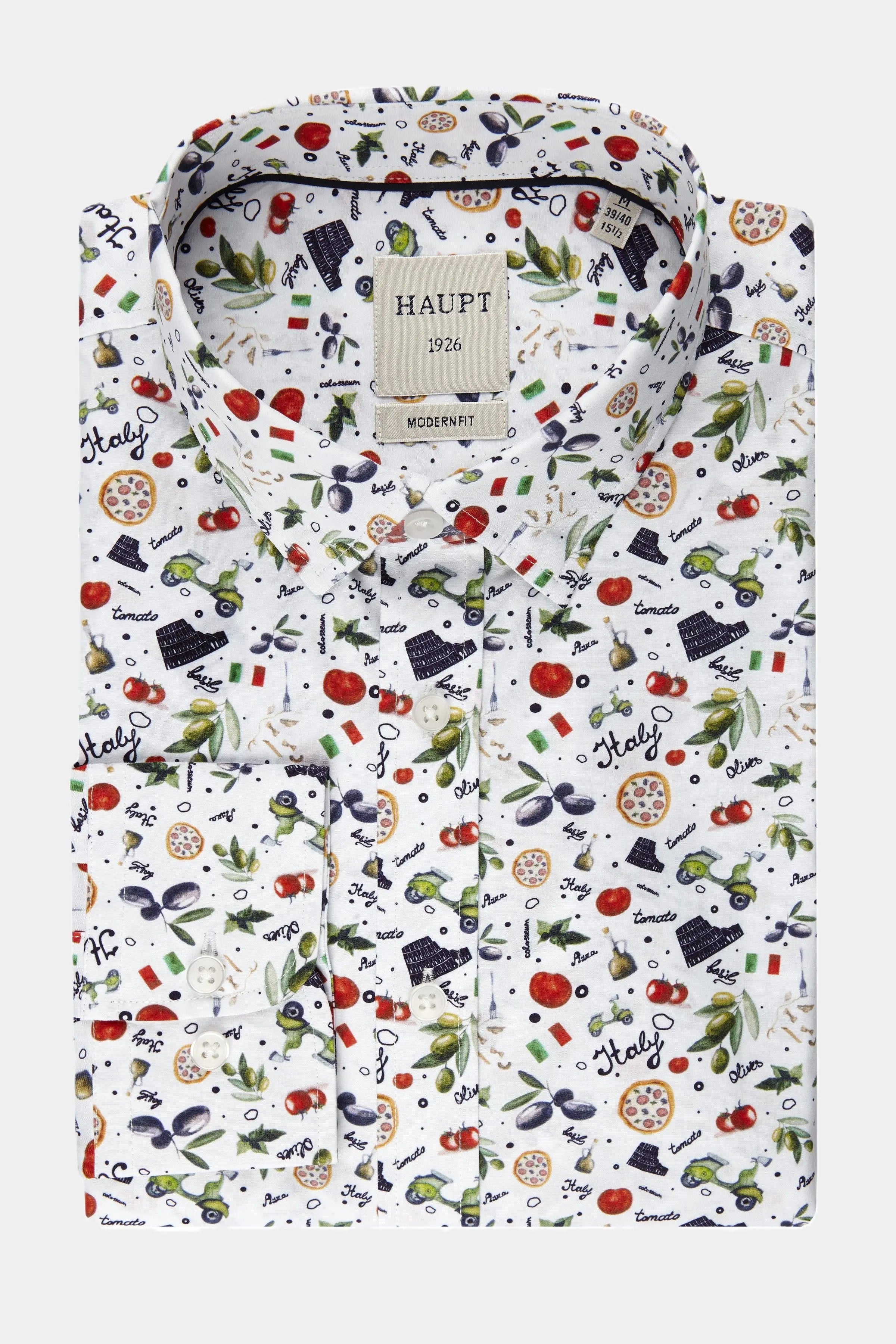 Haupt Modern Fit Langarm Herrenhemd kulinarisches Muster multicolor Haupt
