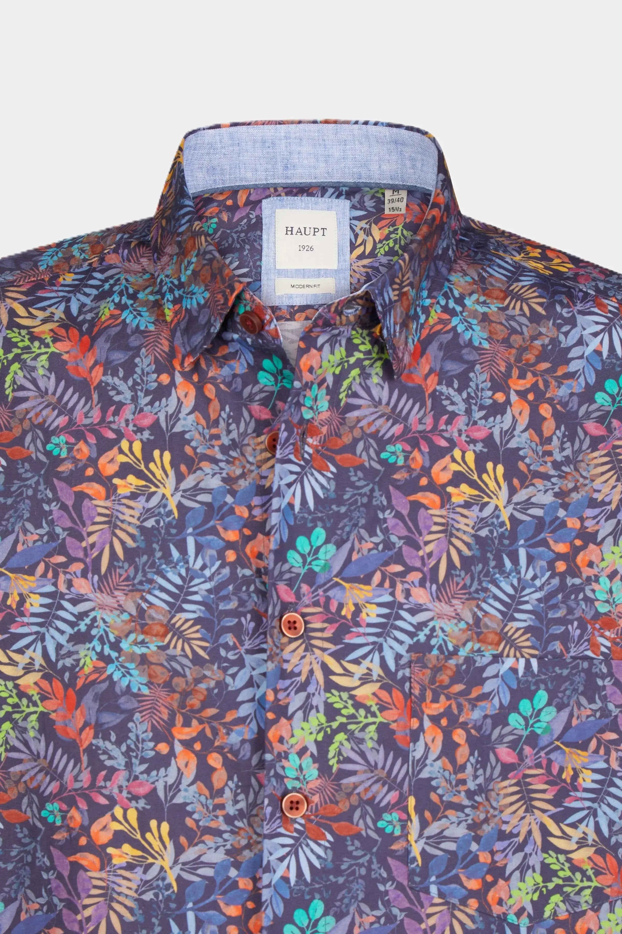Haupt Pflanzen Motive Langarm Baumwoll-Herrenhemd navy print Haupt
