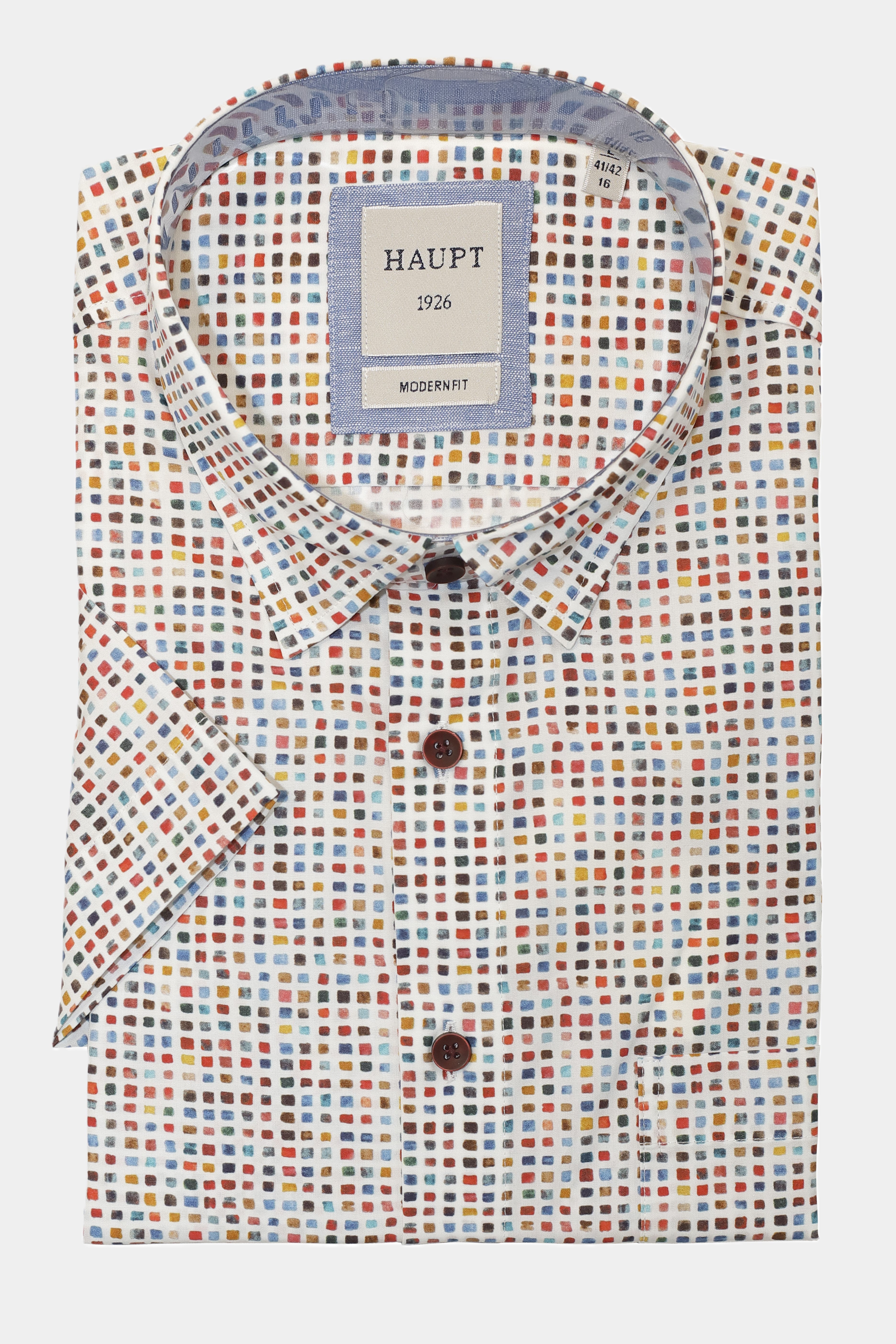 Chemise homme à manches courtes Popeline Moderne Coupe Ajustée avec motif géométrique en imprimé blanc
