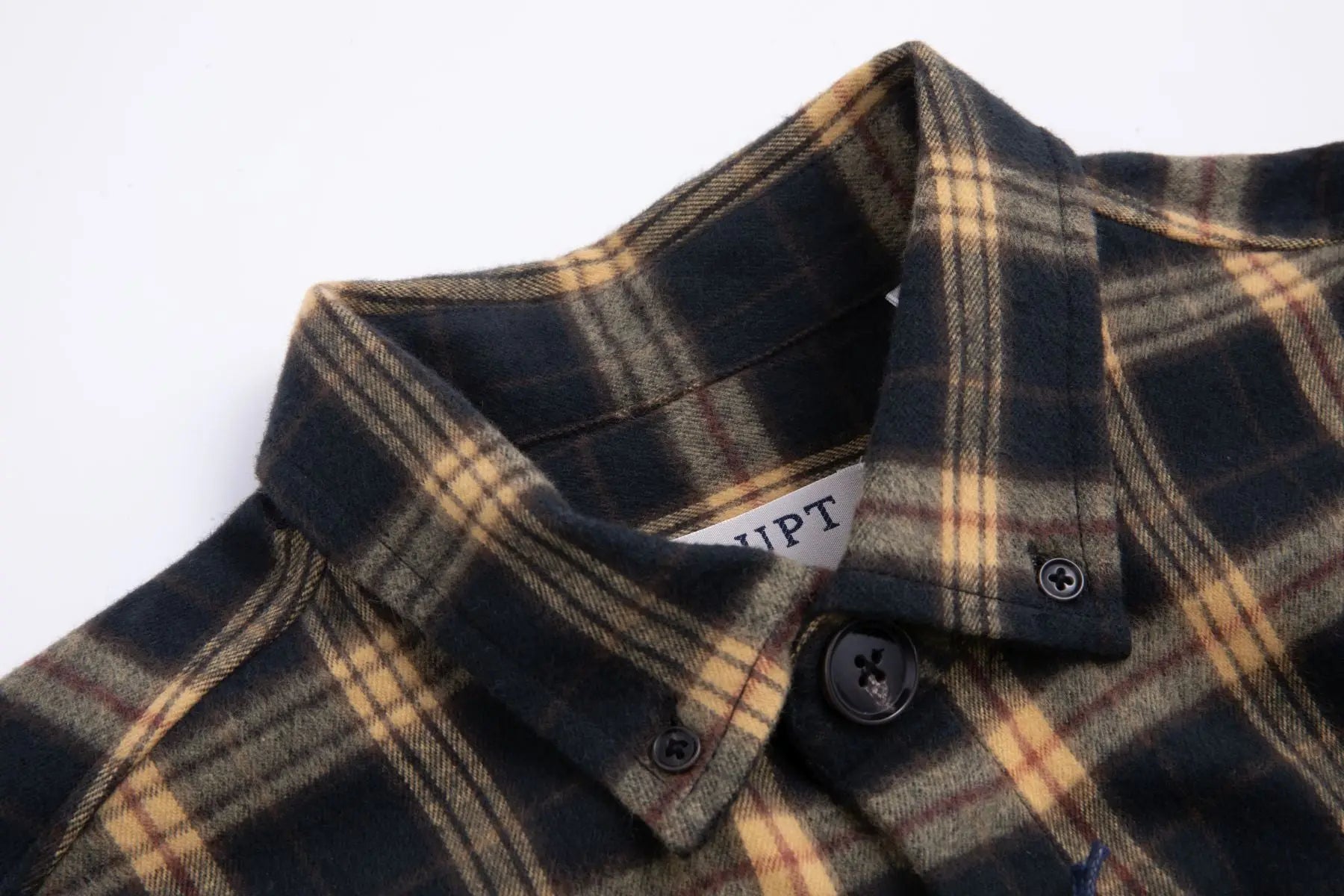 Kariertes Flanell Langarm Herrenhemd Yellow Under Button Down Haupt