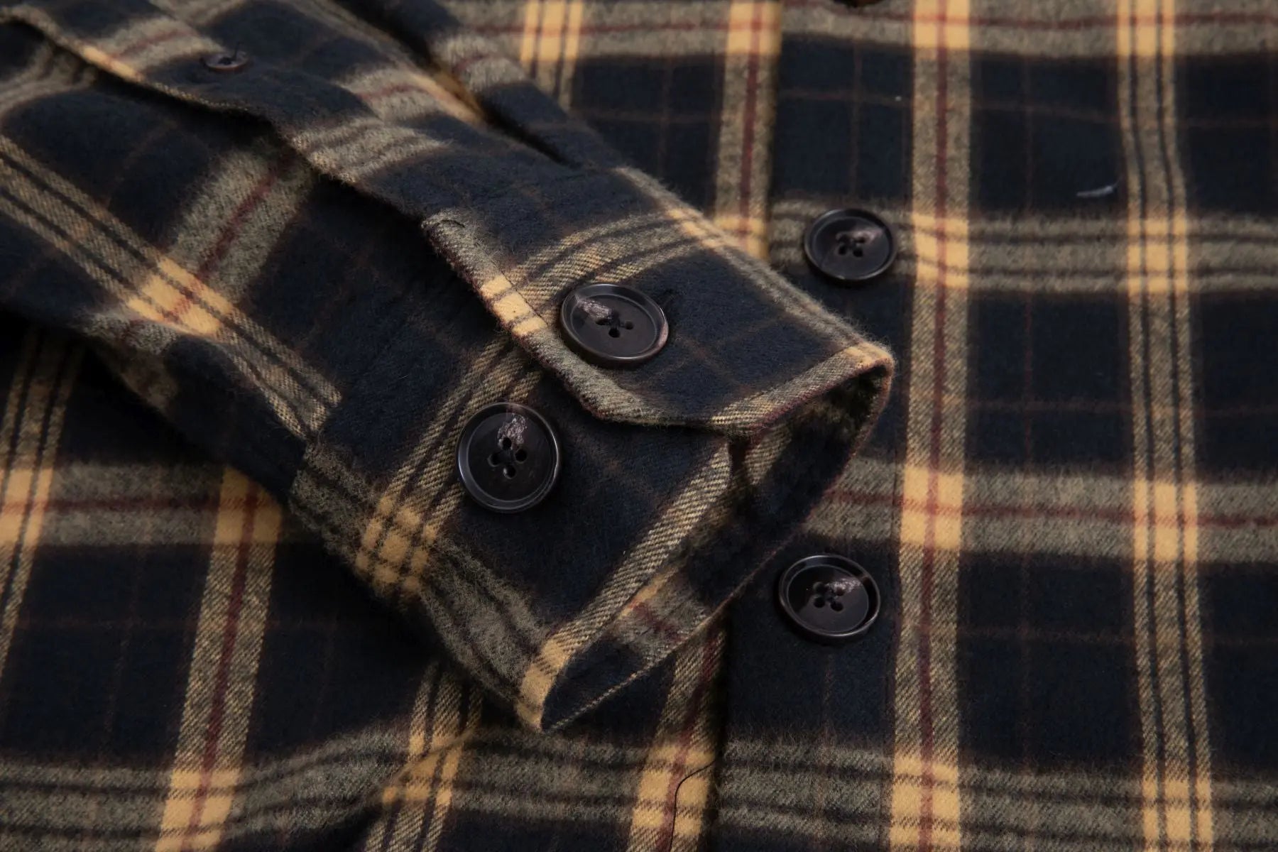 Kariertes Flanell Langarm Herrenhemd Yellow Under Button Down Haupt