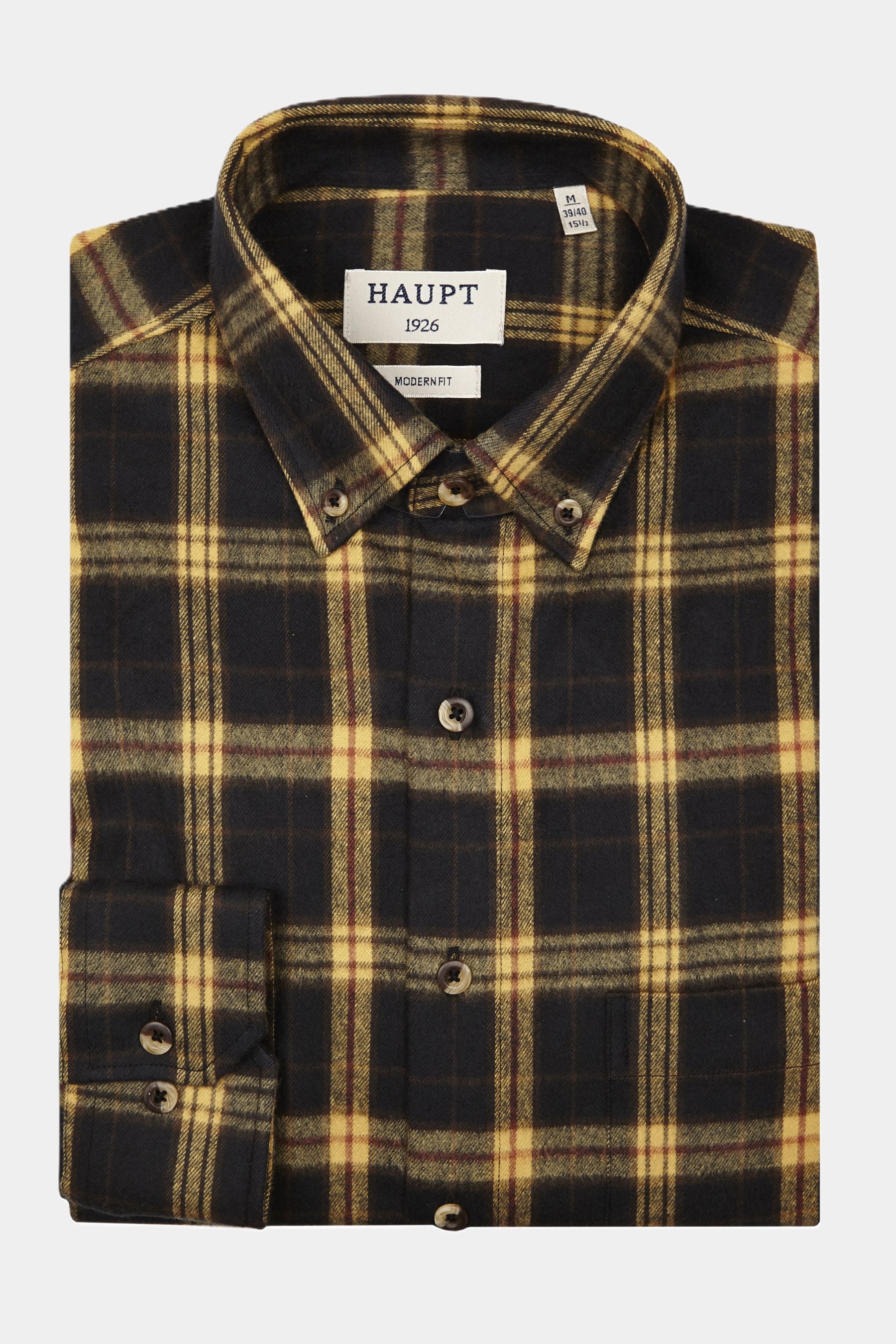 Kariertes Flanell Langarm Herrenhemd Yellow Under Button Down