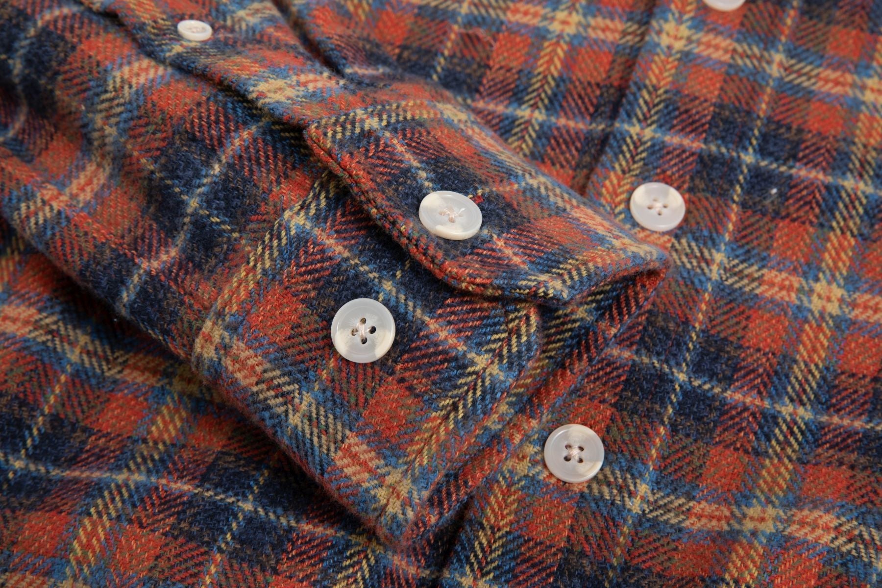 Haupt Flanell Modern Fit Langarm Herrenhemd im Kariertem Ochre Muster Haupt