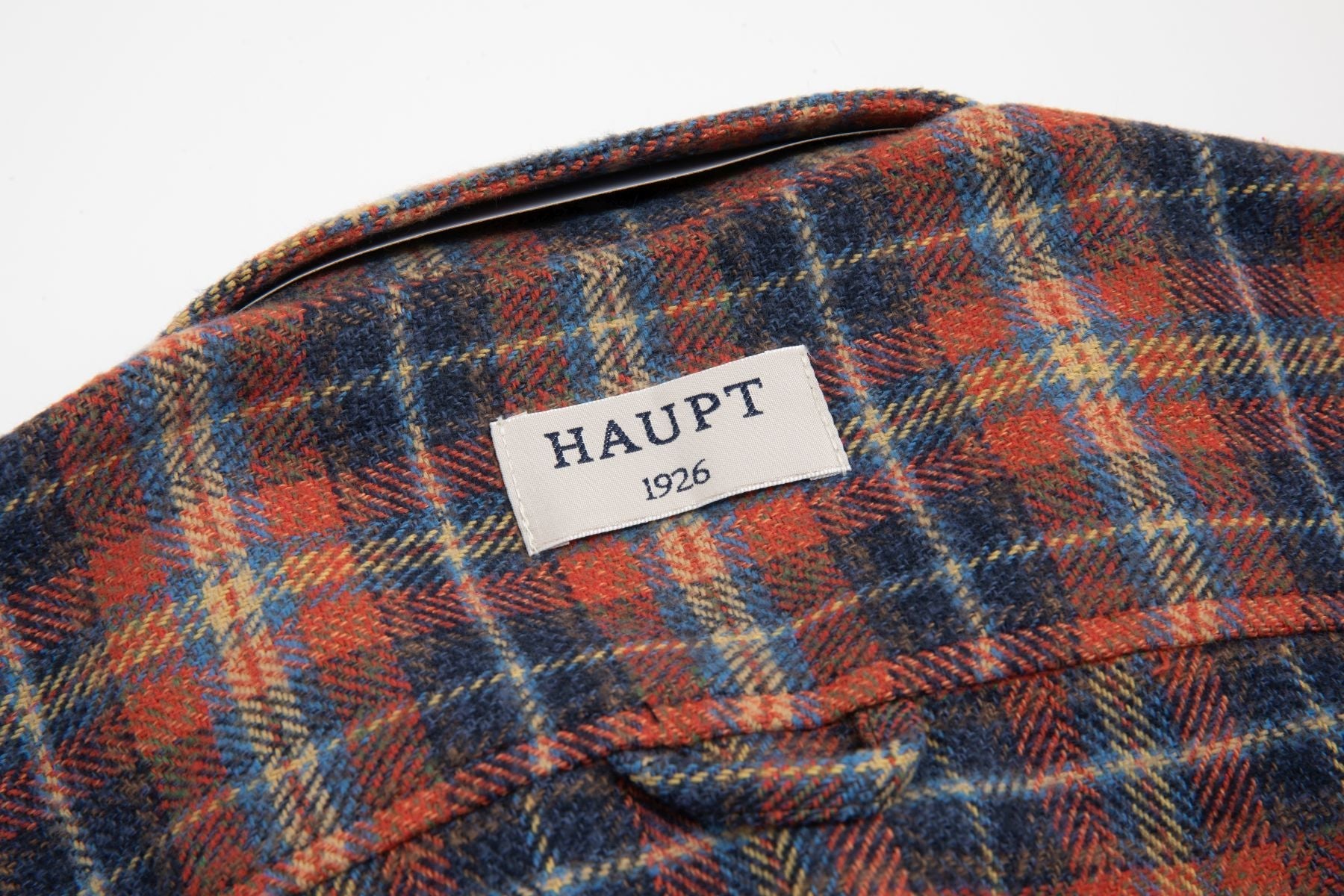 Haupt Flanell Modern Fit Langarm Herrenhemd im Kariertem Ochre Muster Haupt