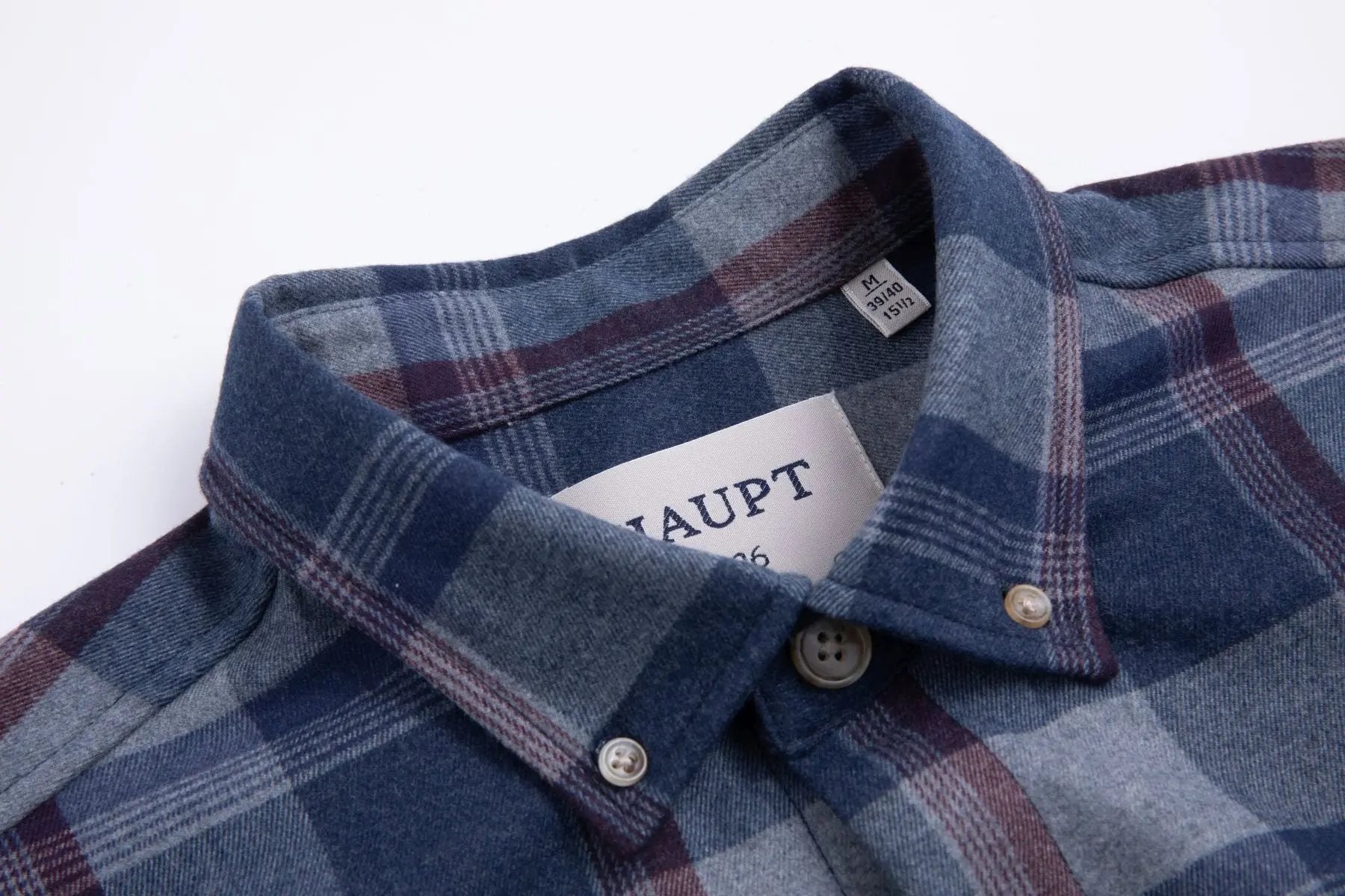 Haupt Flanell Modern Fit Langarm Herrenhemd mit kariertem Muster Blau und Rot Haupt