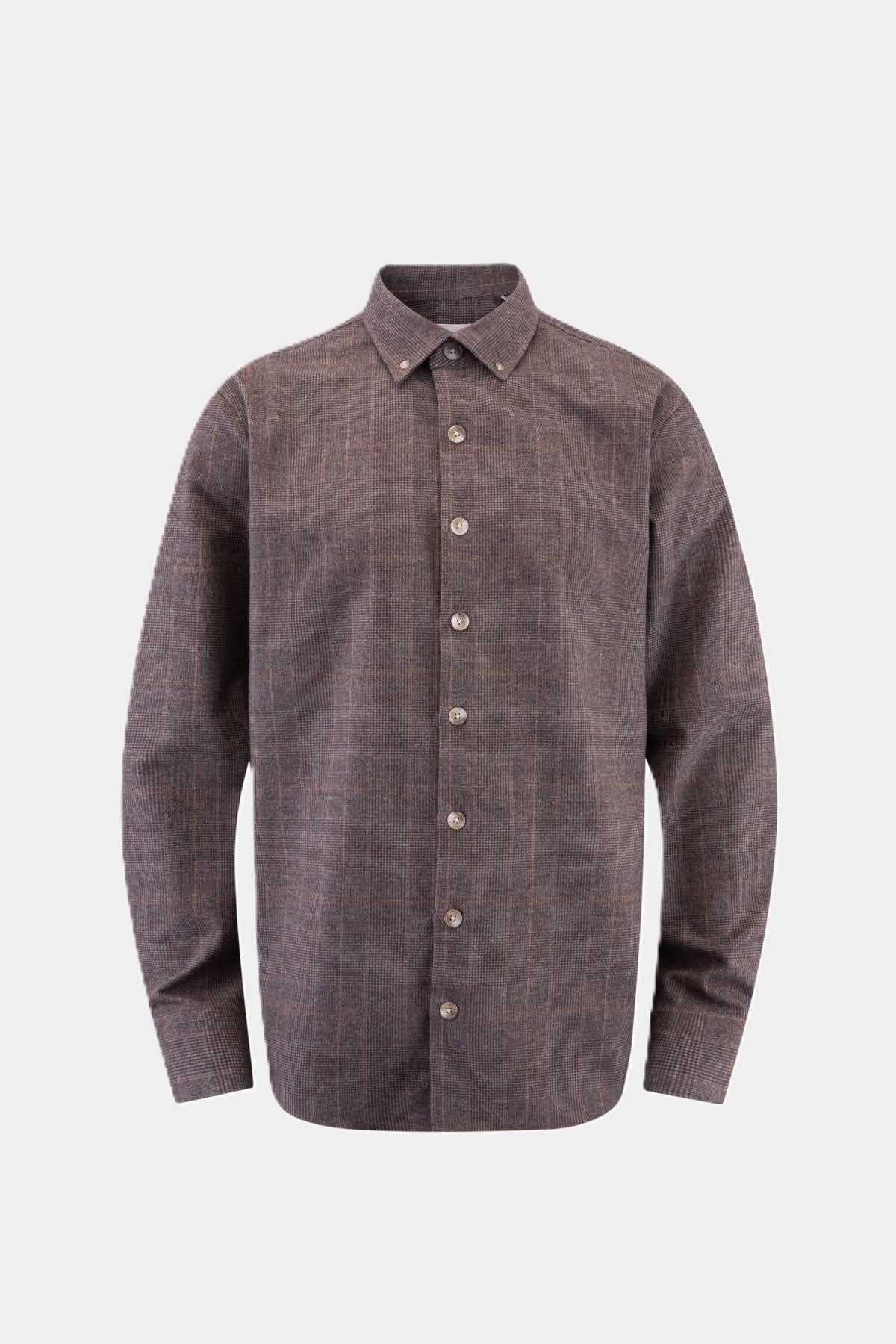 Haupt Flannel Modern Fit Long Sleeve Men's Shirt with Checked Brown Pattern