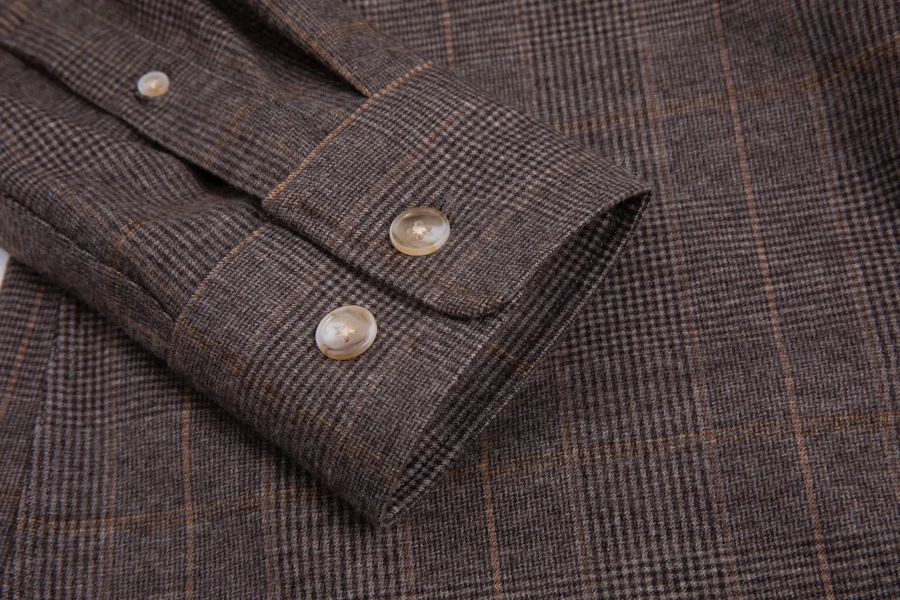 Haupt Flanell Modern Fit Langarm Herrenhemd mit kariertem Brown Muster Haupt