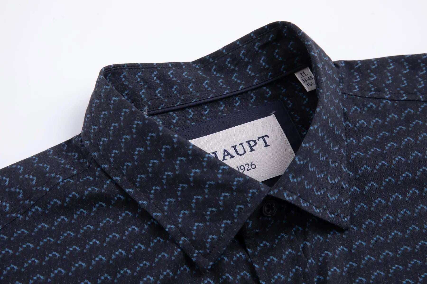 Haupt Modern Fit Langarm Herrenhemd mit Allover "Batik" Muster in Navy Haupt