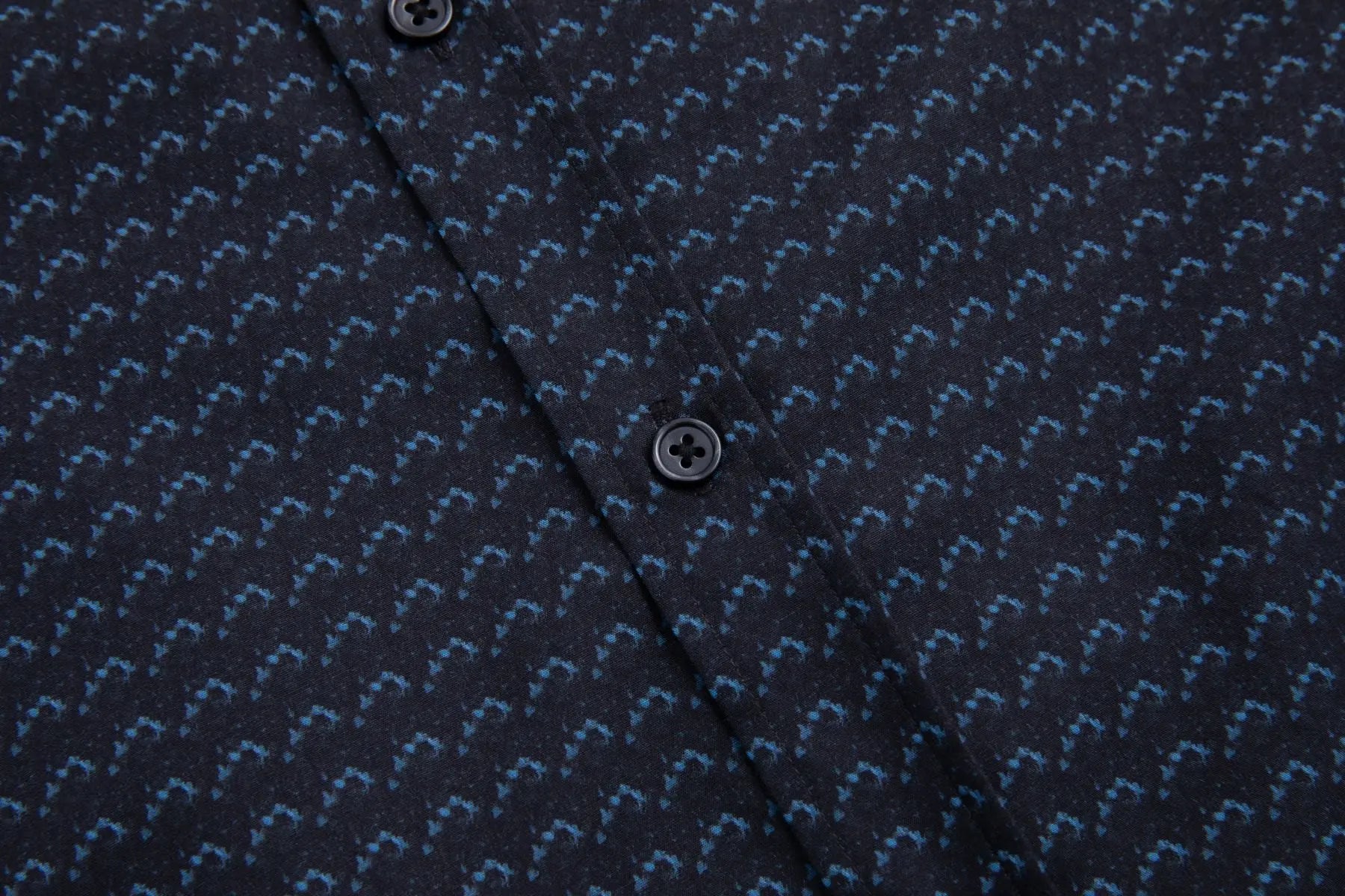 Haupt Modern Fit Langarm Herrenhemd mit Allover "Batik" Muster in Navy Haupt