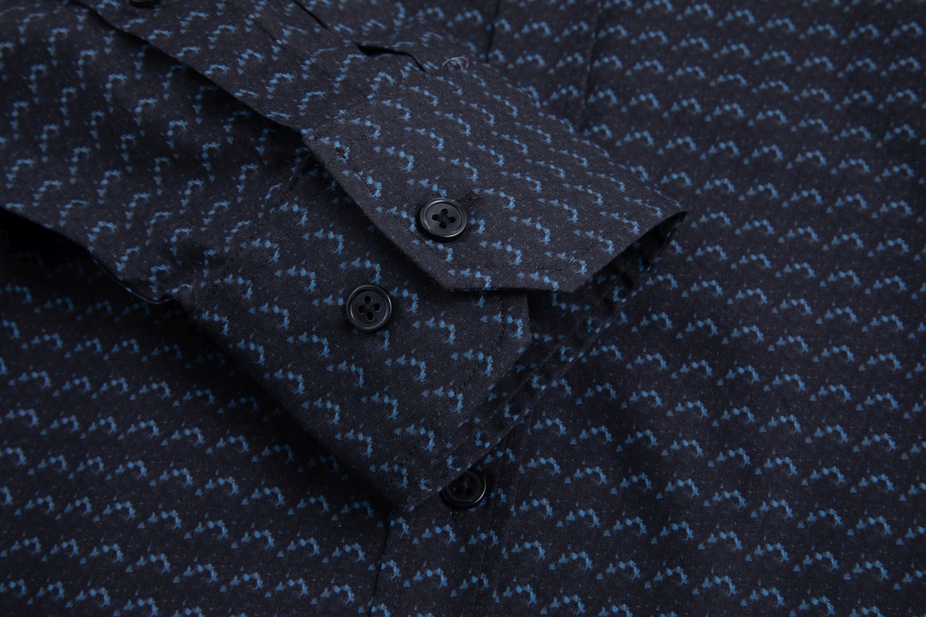 Haupt Modern Fit Langarm Herrenhemd mit Allover "Batik" Muster in Navy Haupt