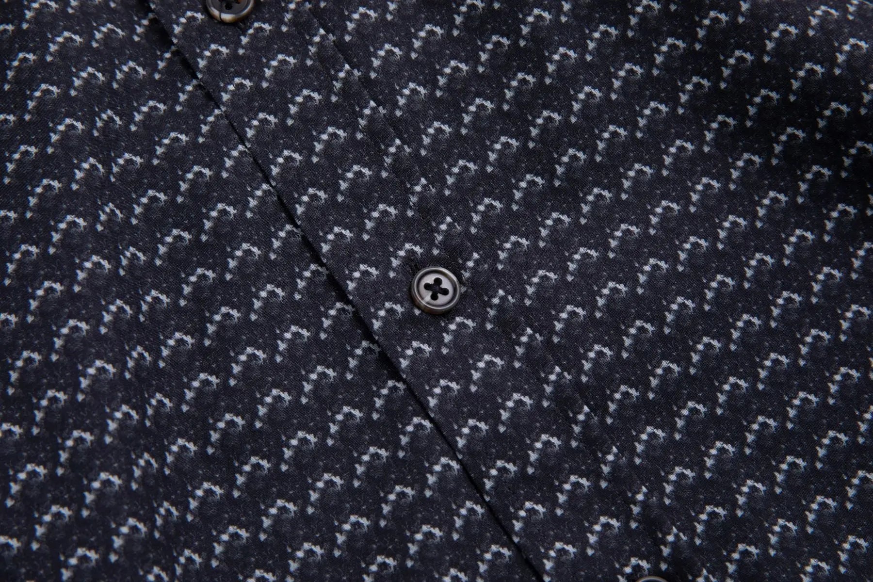 Haupt Jersey Modern Fit Langarm Herrenhemd mit Allover abstraktem Muster in Grey Haupt