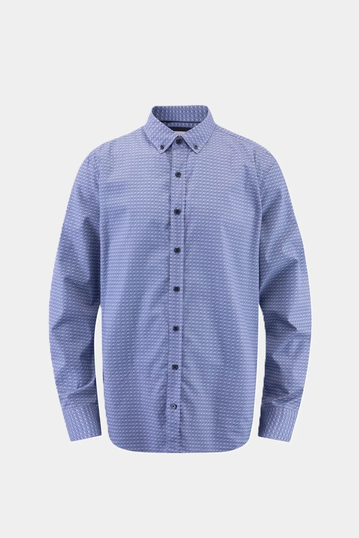 Haupt Modern Fit Langarm Herrenhemd mit "Batik" Blue Allover Muster Haupt