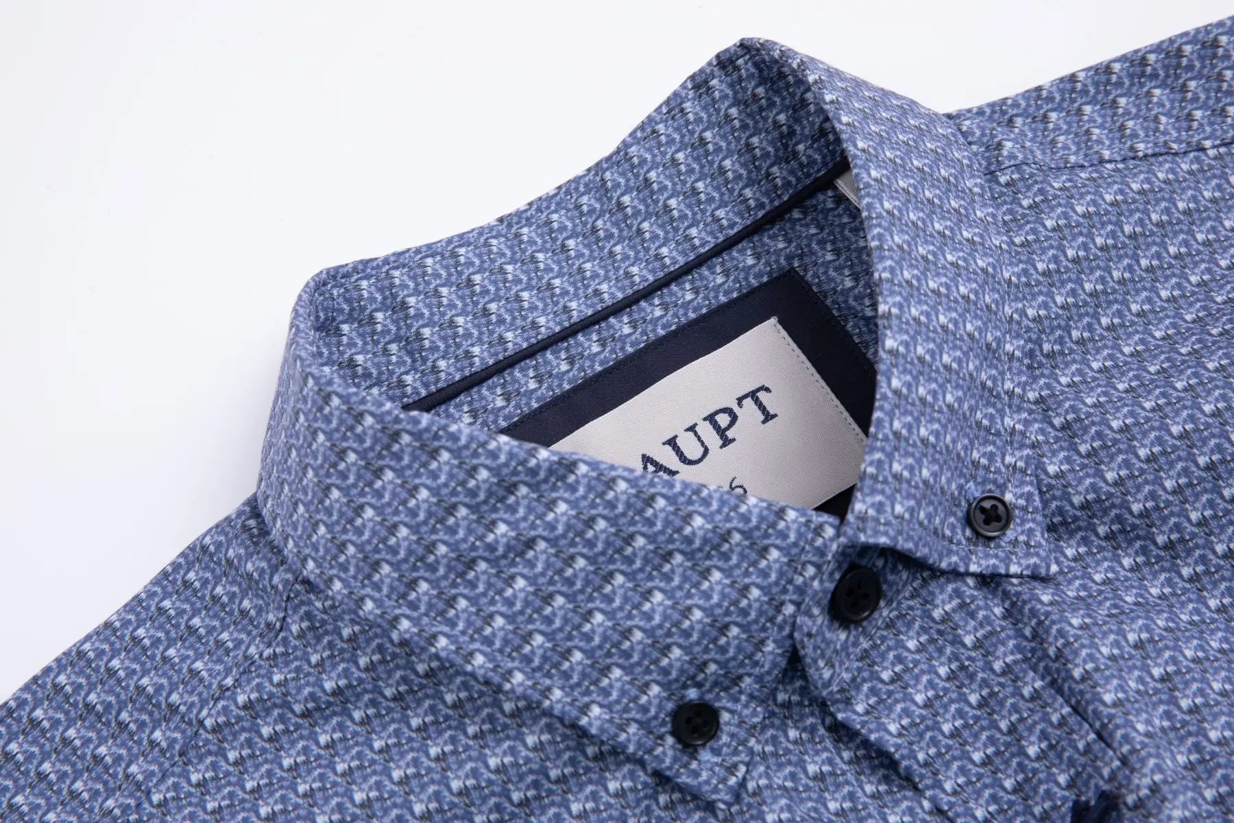 Haupt Modern Fit Langarm Herrenhemd mit "Batik" Blue Allover Muster Haupt
