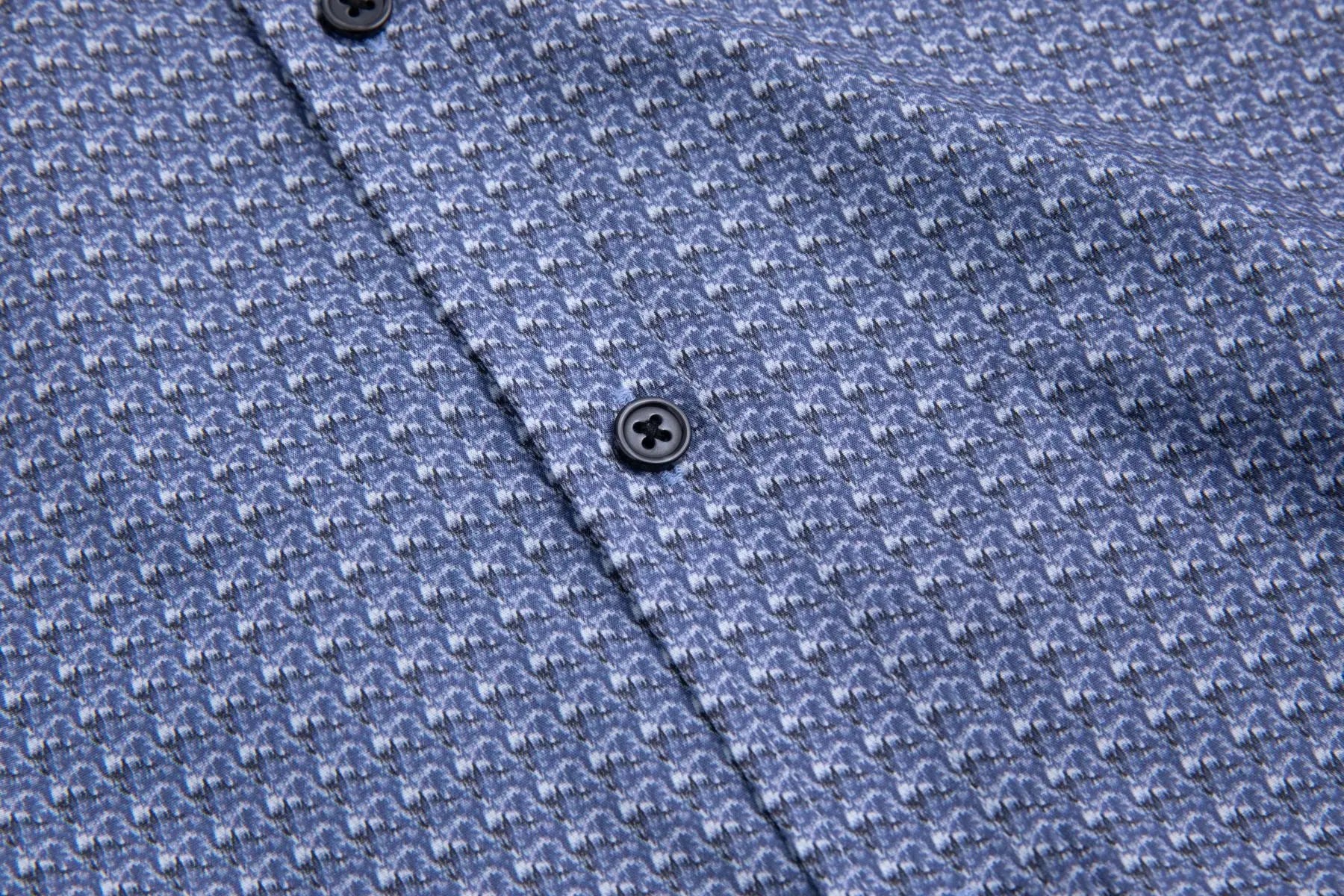 Haupt Modern Fit Langarm Herrenhemd mit "Batik" Blue Allover Muster Haupt