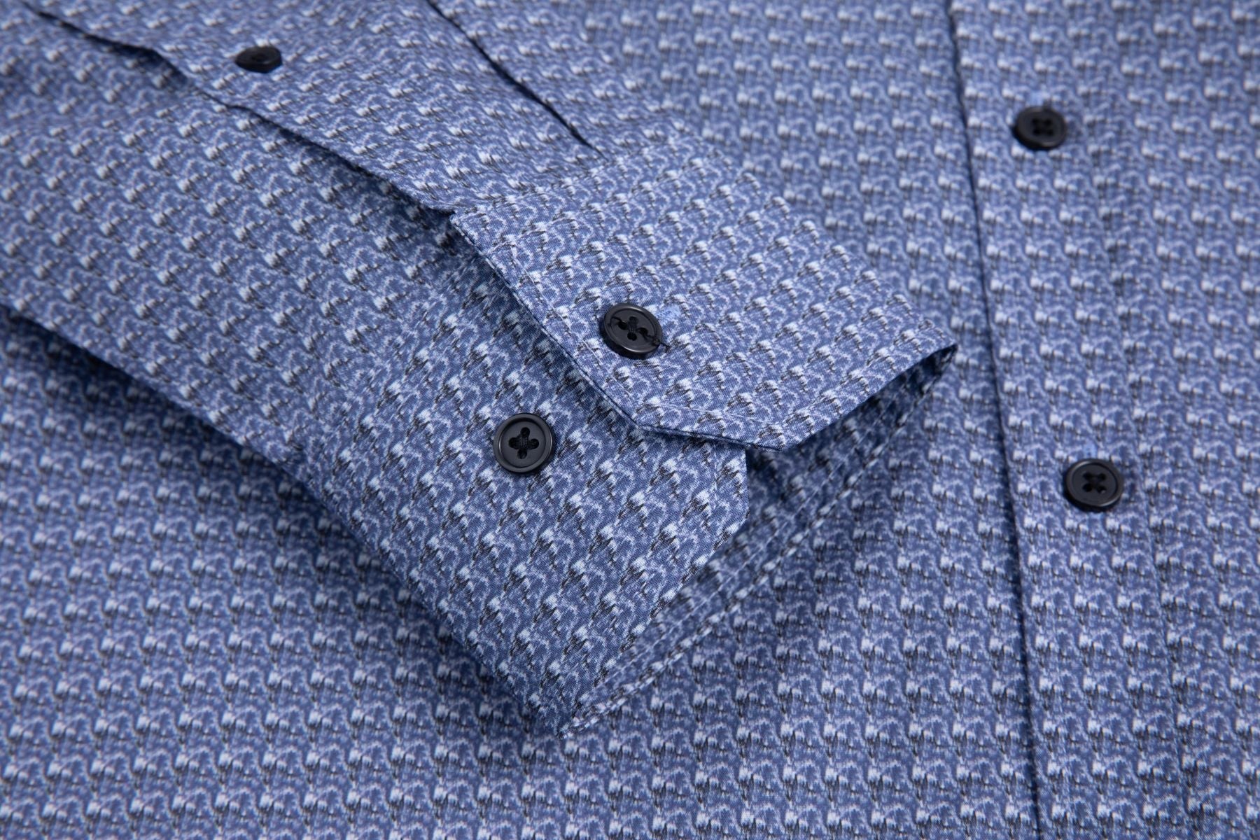 Haupt Modern Fit Langarm Herrenhemd mit "Batik" Blue Allover Muster Haupt