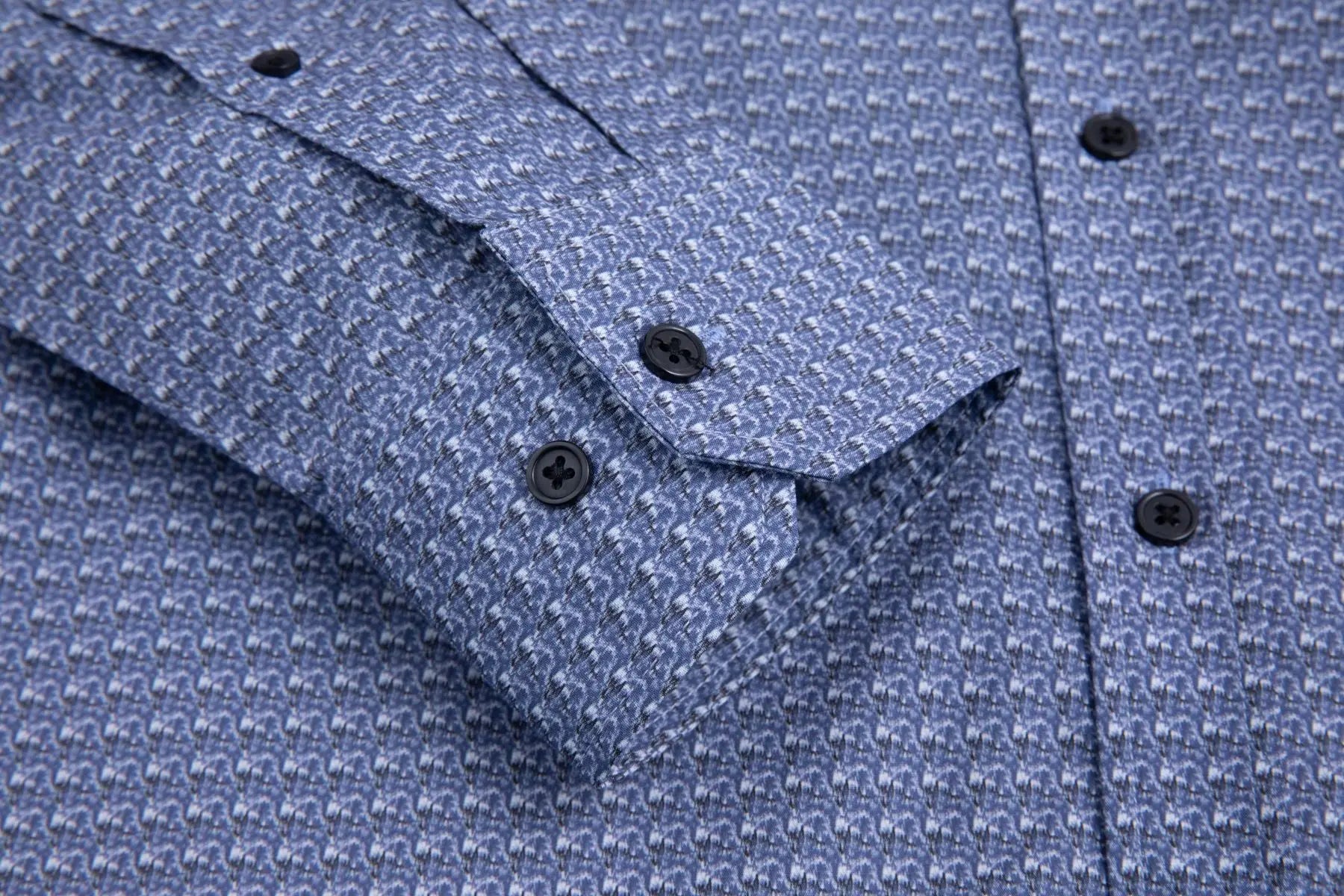 Haupt Modern Fit Langarm Herrenhemd mit "Batik" Blue Allover Muster Haupt