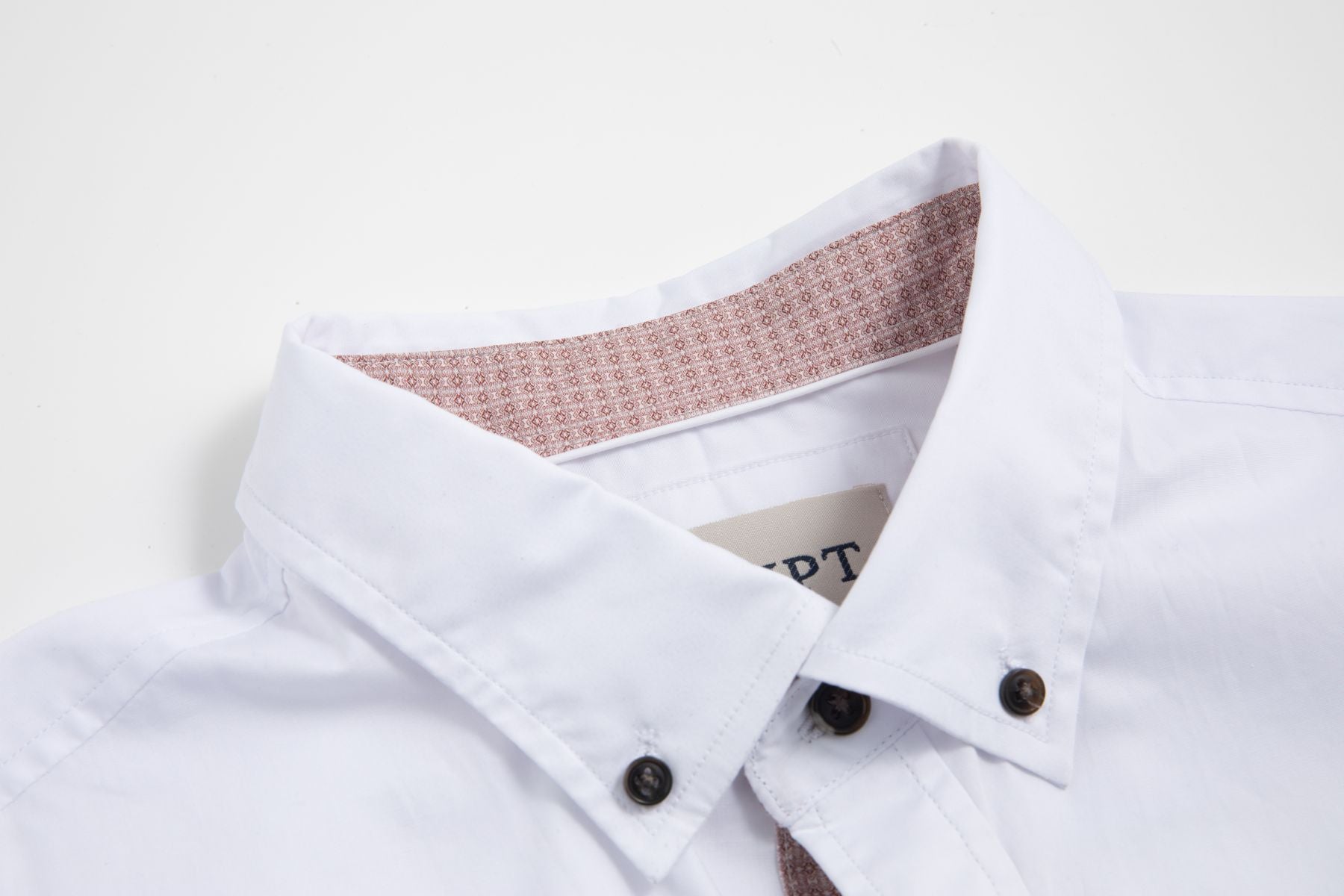 Haupt Modern Fit Langarm Herrenhemd White mit Kontrast Print in Red Haupt