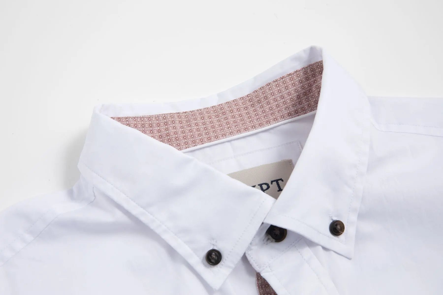 Haupt Modern Fit Langarm Herrenhemd White mit Kontrast Print in Red Haupt