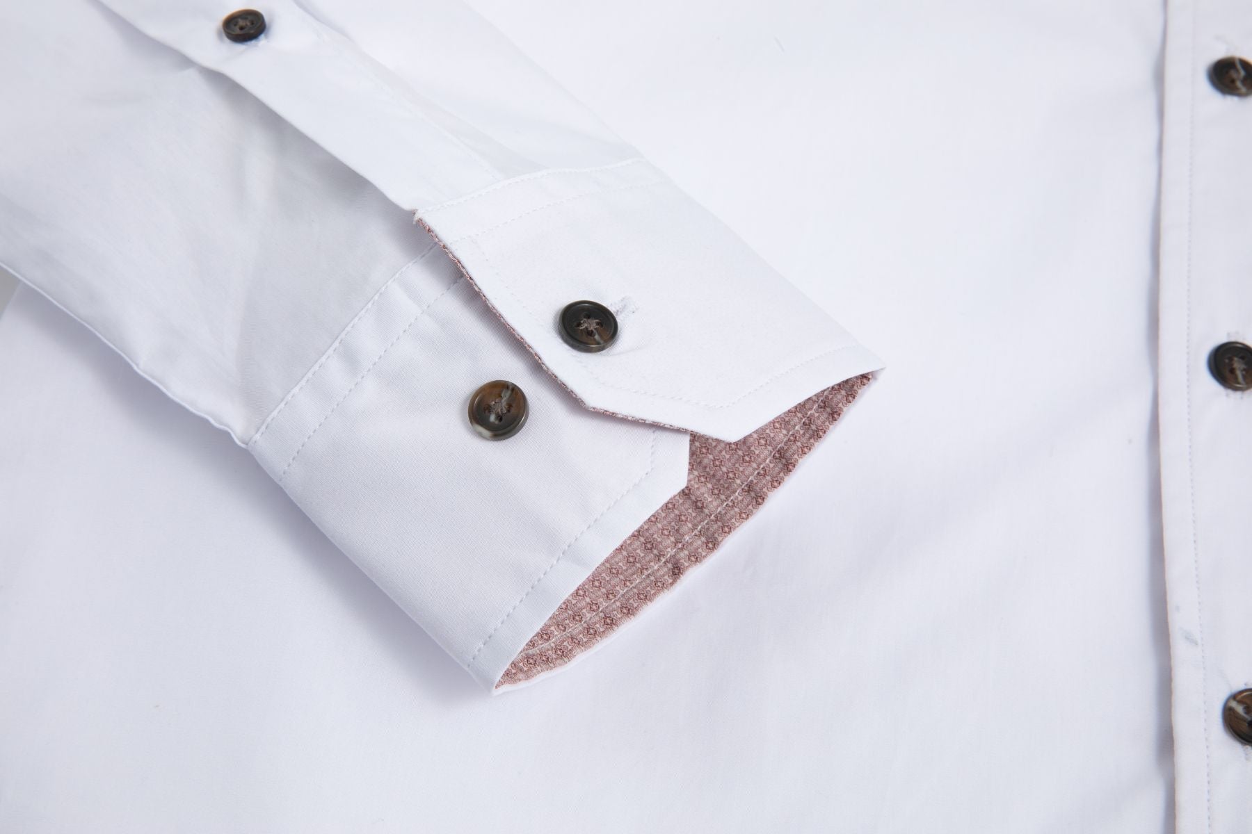 Haupt Modern Fit Langarm Herrenhemd White mit Kontrast Print in Red Haupt