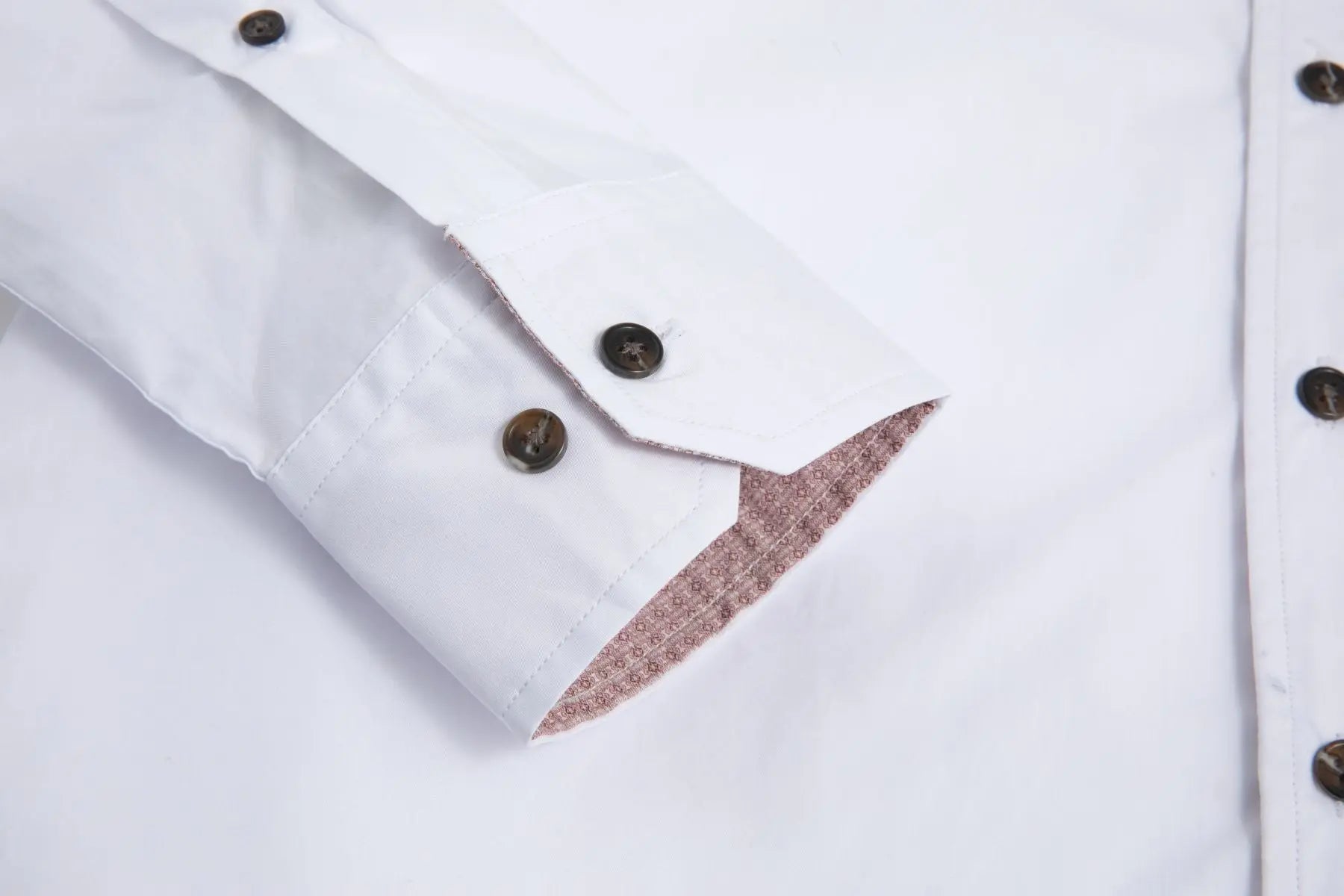 Haupt Modern Fit Langarm Herrenhemd White mit Kontrast Print in Red Haupt