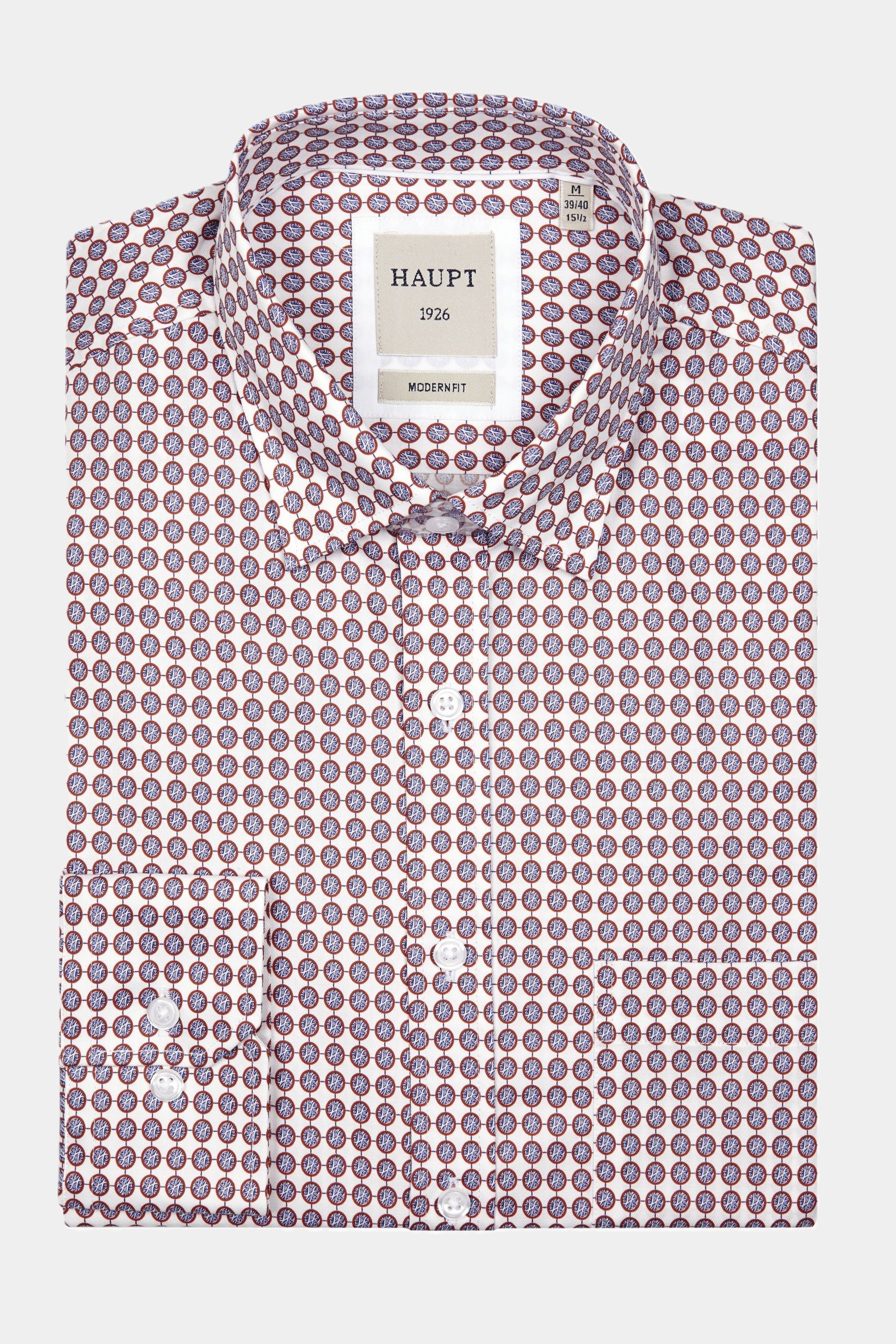 Haupt Modern Fit Long Sleeve Men's Shirt Monogram Print in Red