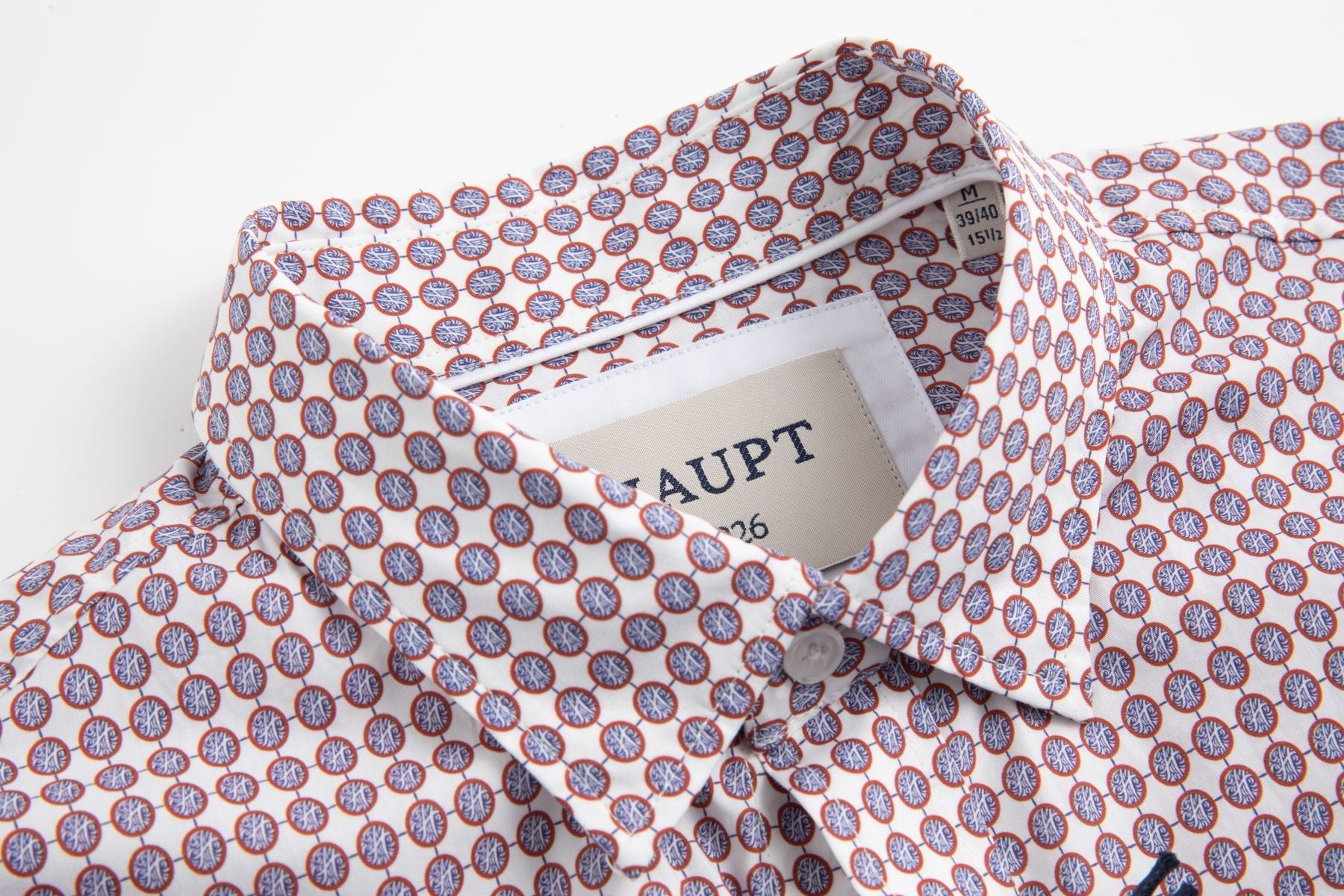 Haupt Modern Fit Langarm Herrenhemd Monogram Print in Red Haupt