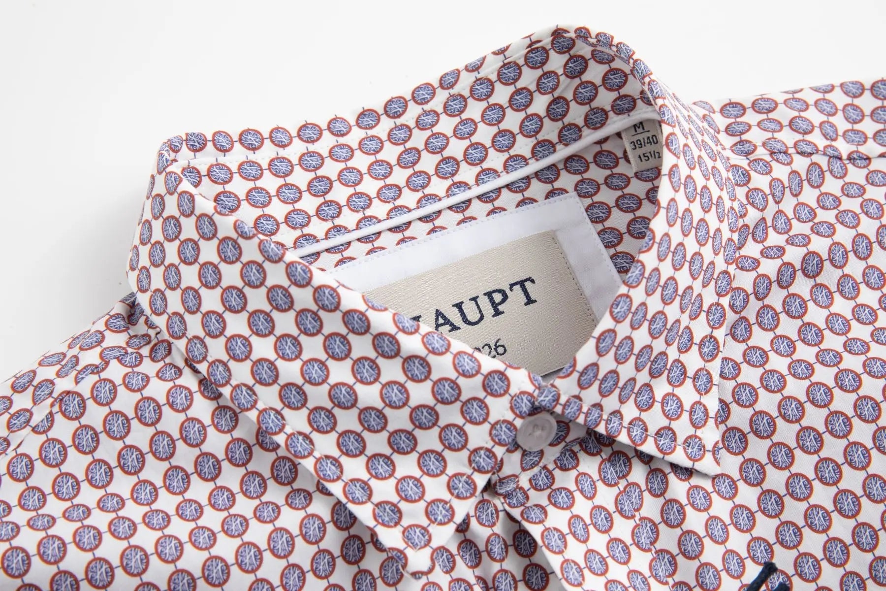 Haupt Modern Fit Langarm Herrenhemd Monogram Print in Red Haupt