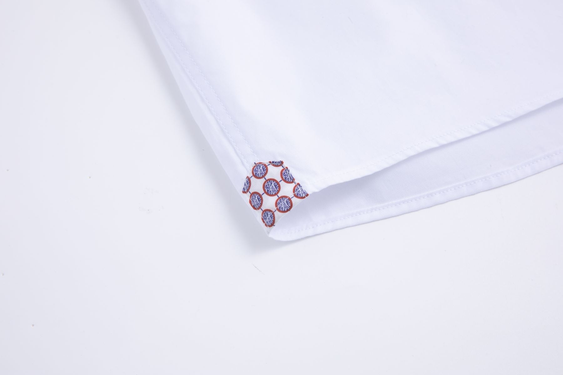 Haupt Modern Fit Langarm Herrenhemd in White und Kontrast Print Haupt