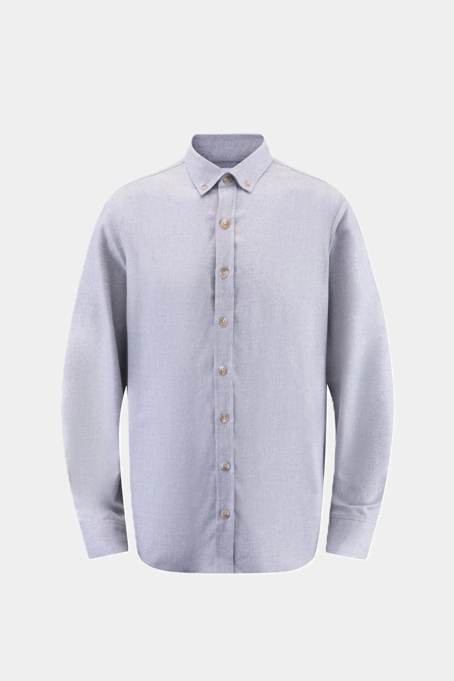 Haupt Flanell Modern Fit Langarm Herrenhemd in Uni Grey Haupt