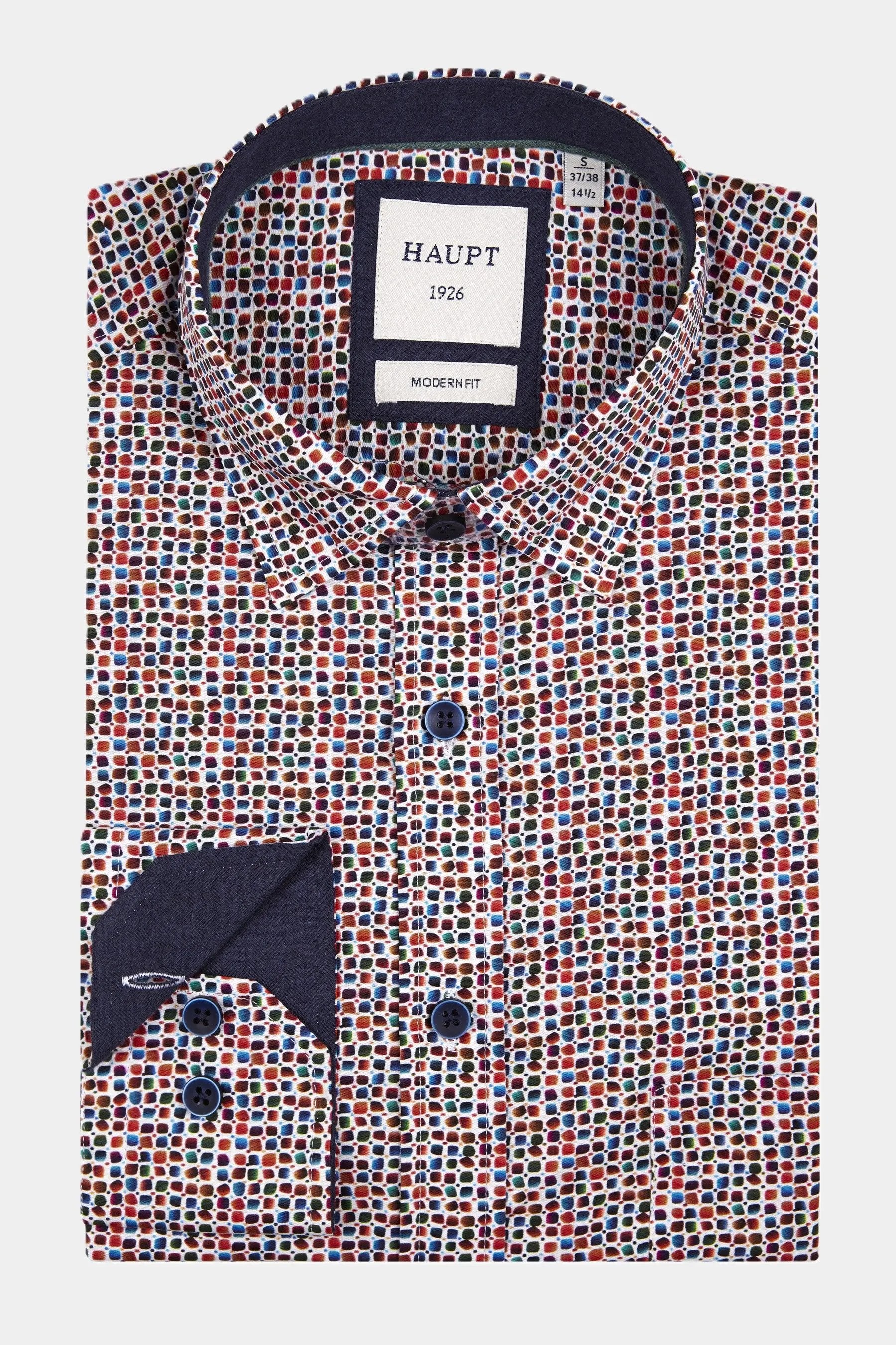 Haupt Flanell Modern Fit Langarm Herrenhemd mit Allover Punktmuster in Red Haupt