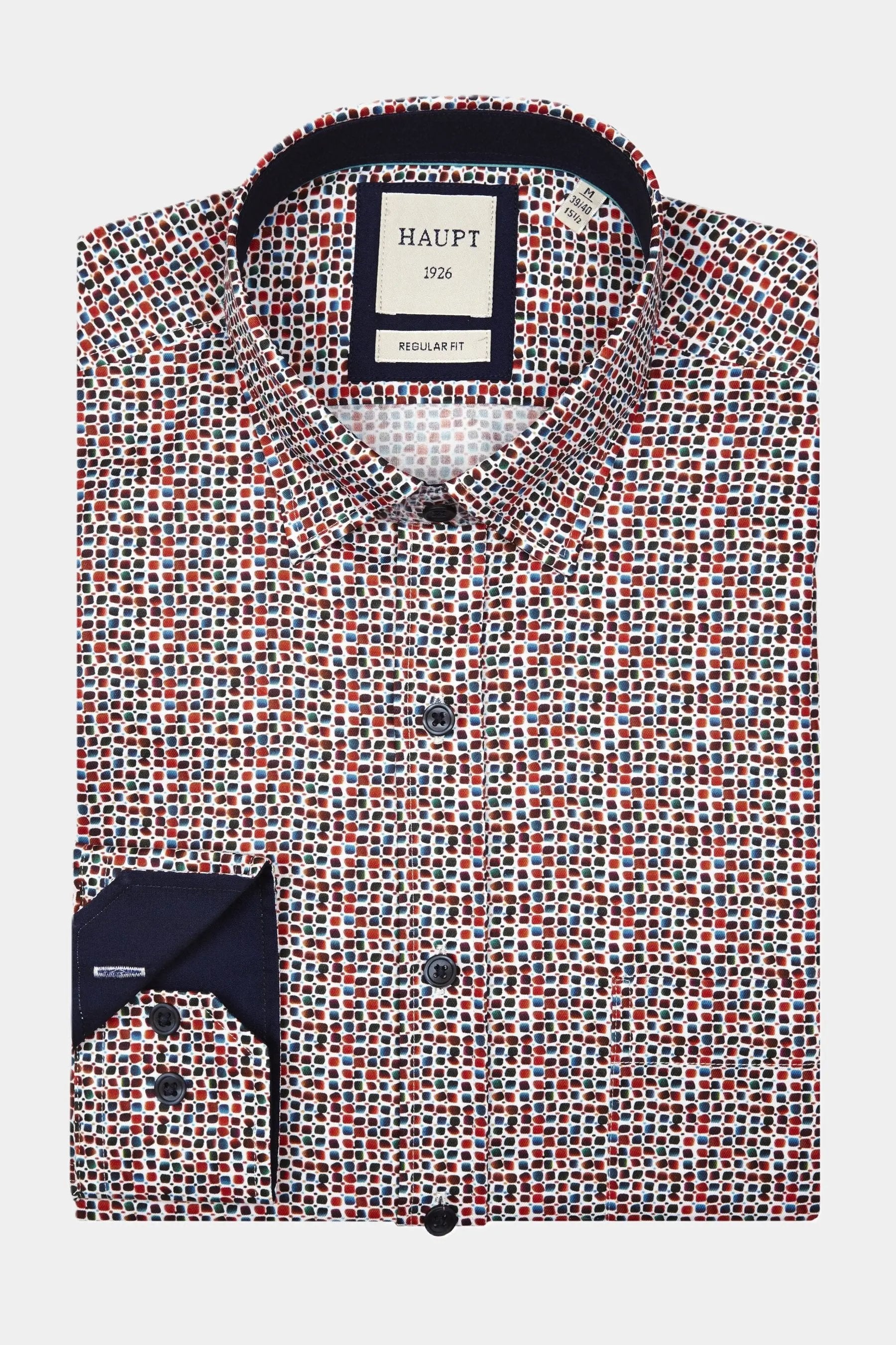 Haupt Jersey Regular Fit Langarm Herrenhemd mit Allover Punktmuster in Red Haupt