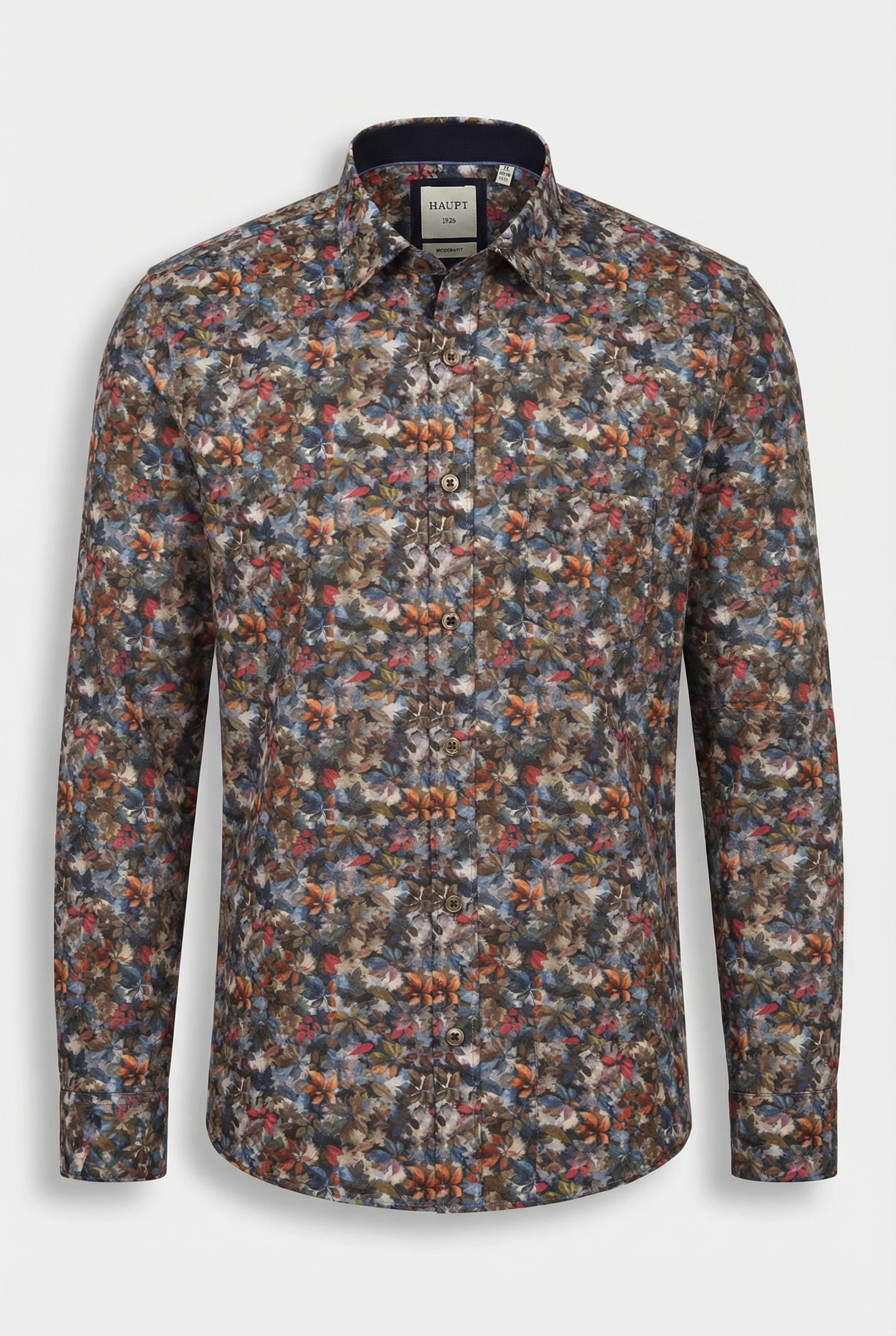Koszula męska Modern Fit z długim rękawem, bawełniana, we wzór natury, multicolor, wiosenna