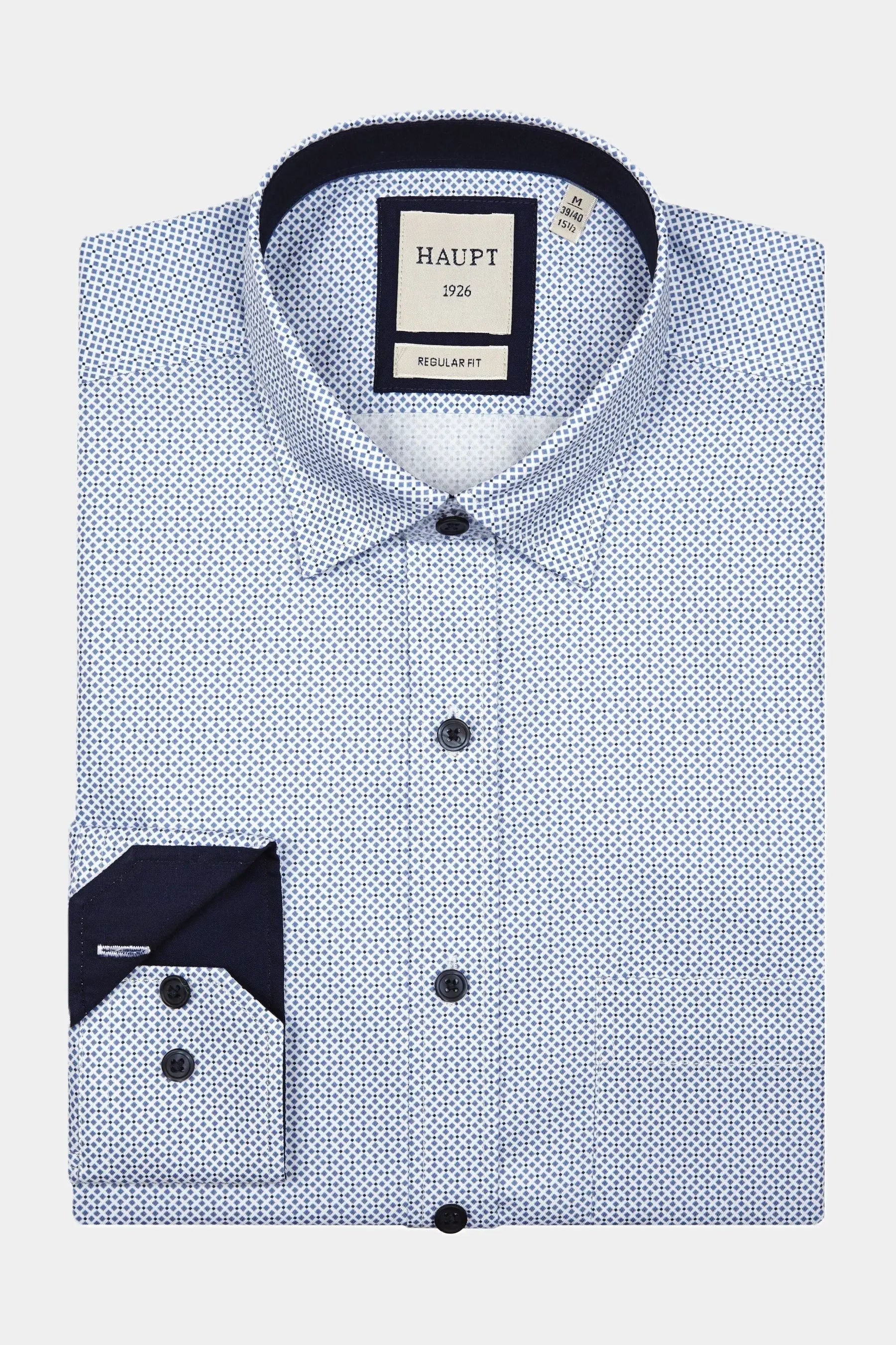 Haupt Regular Fit Baumwoll Herrenhemd im Allover-Muster LIGHT BLUE Haupt