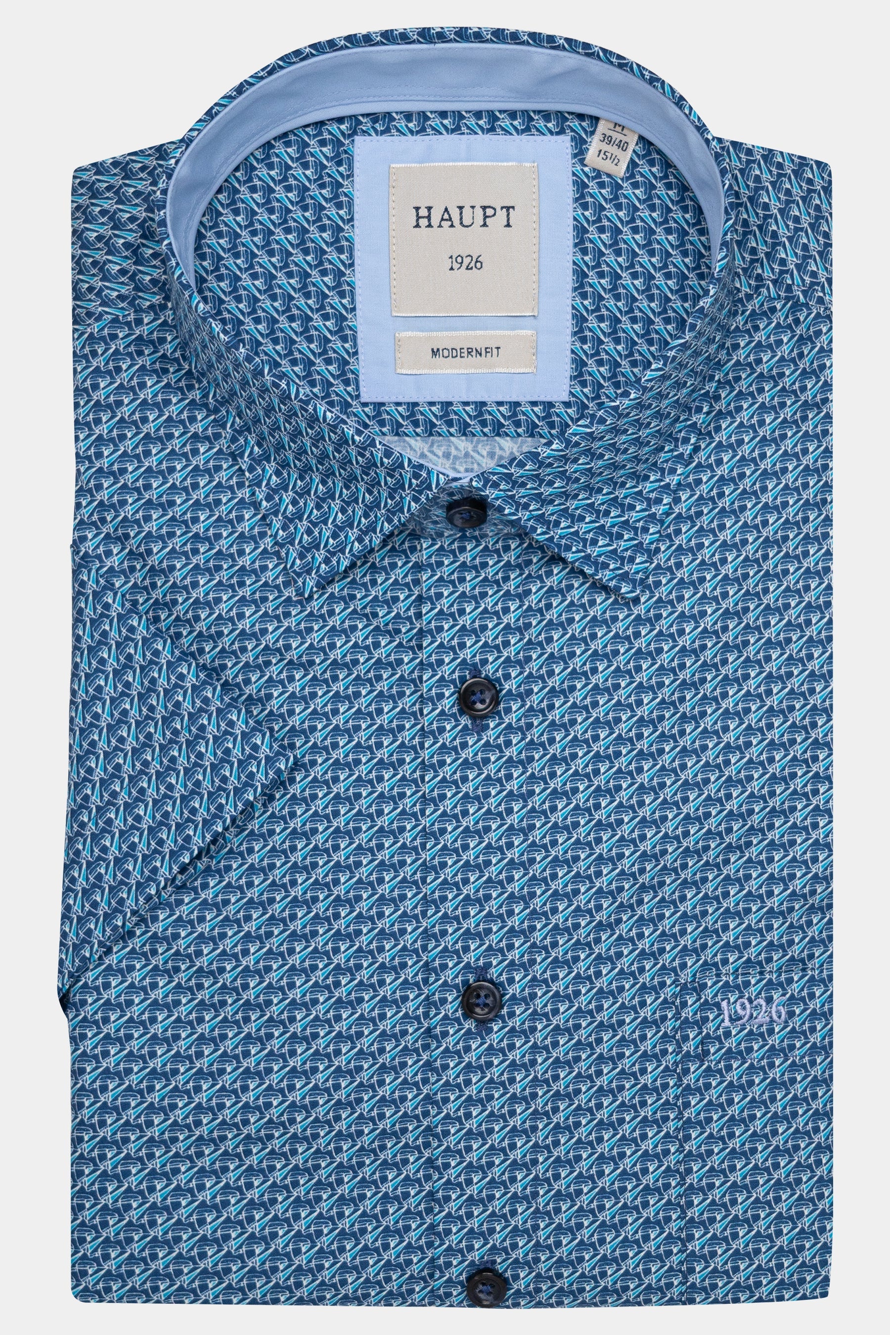 Haupt Kurzarmhemd mit Allover-Muster - NIGHT BLUE Haupt