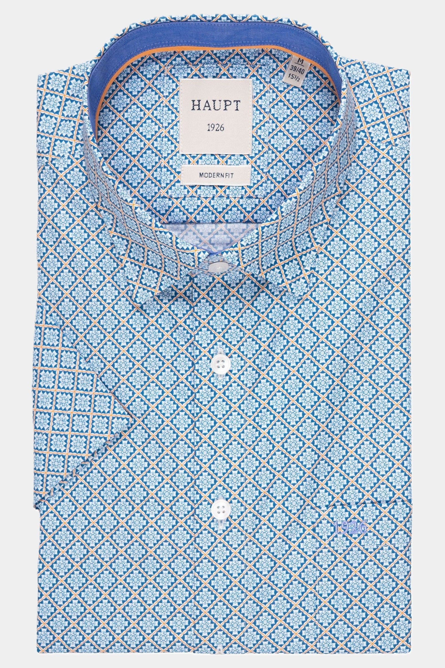 Haupt Kurzarmhemd mit All-Over-Print - JEANS BLUE Haupt