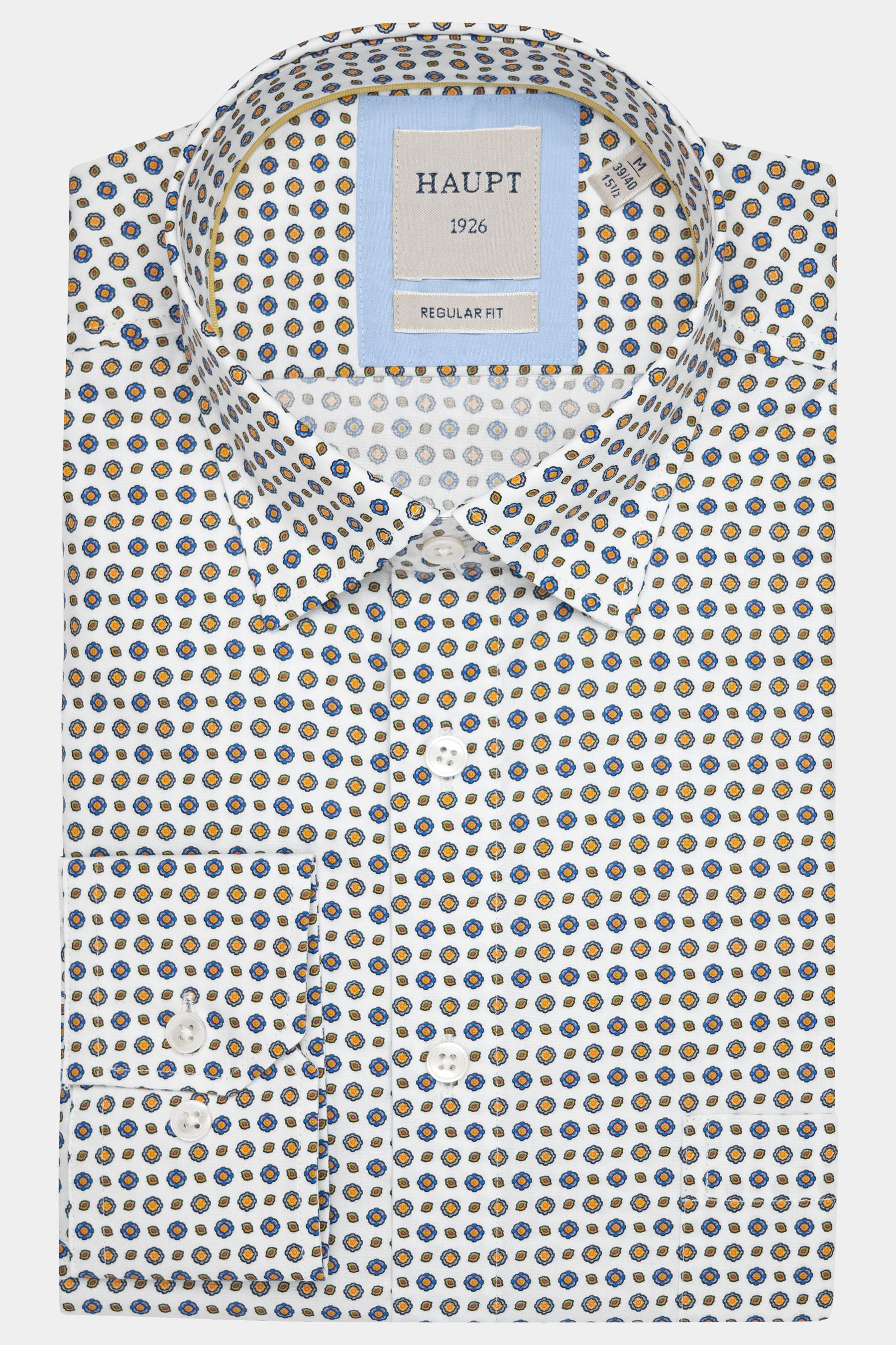 Haupt Regular Fit Langarm Baumwoll-Herrenhemd mit Allover-Mandala Print - WHITE Haupt