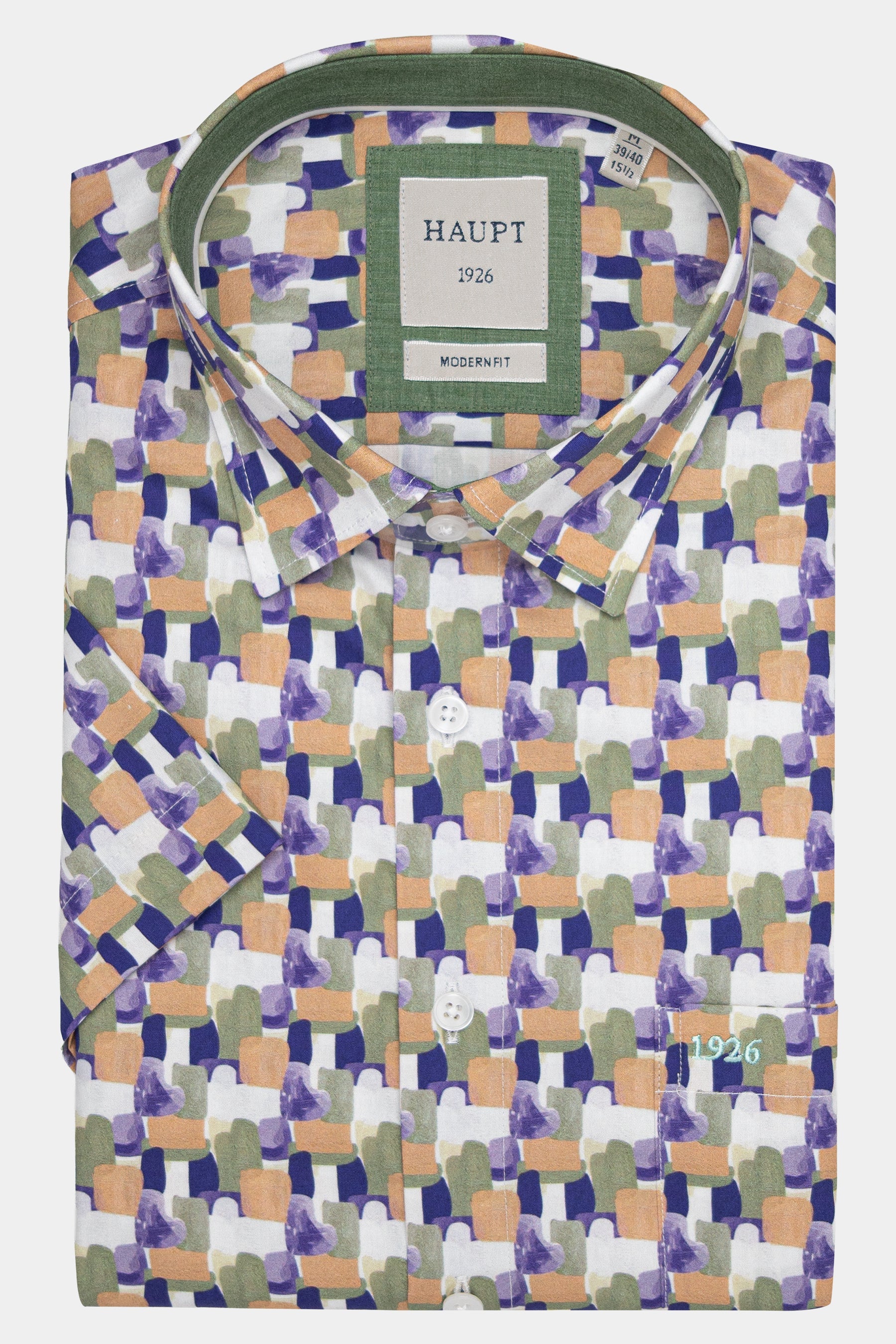 Haupt Kurzarmhemd mit abstraktem Print - MULTICOLOUR WHITE Haupt