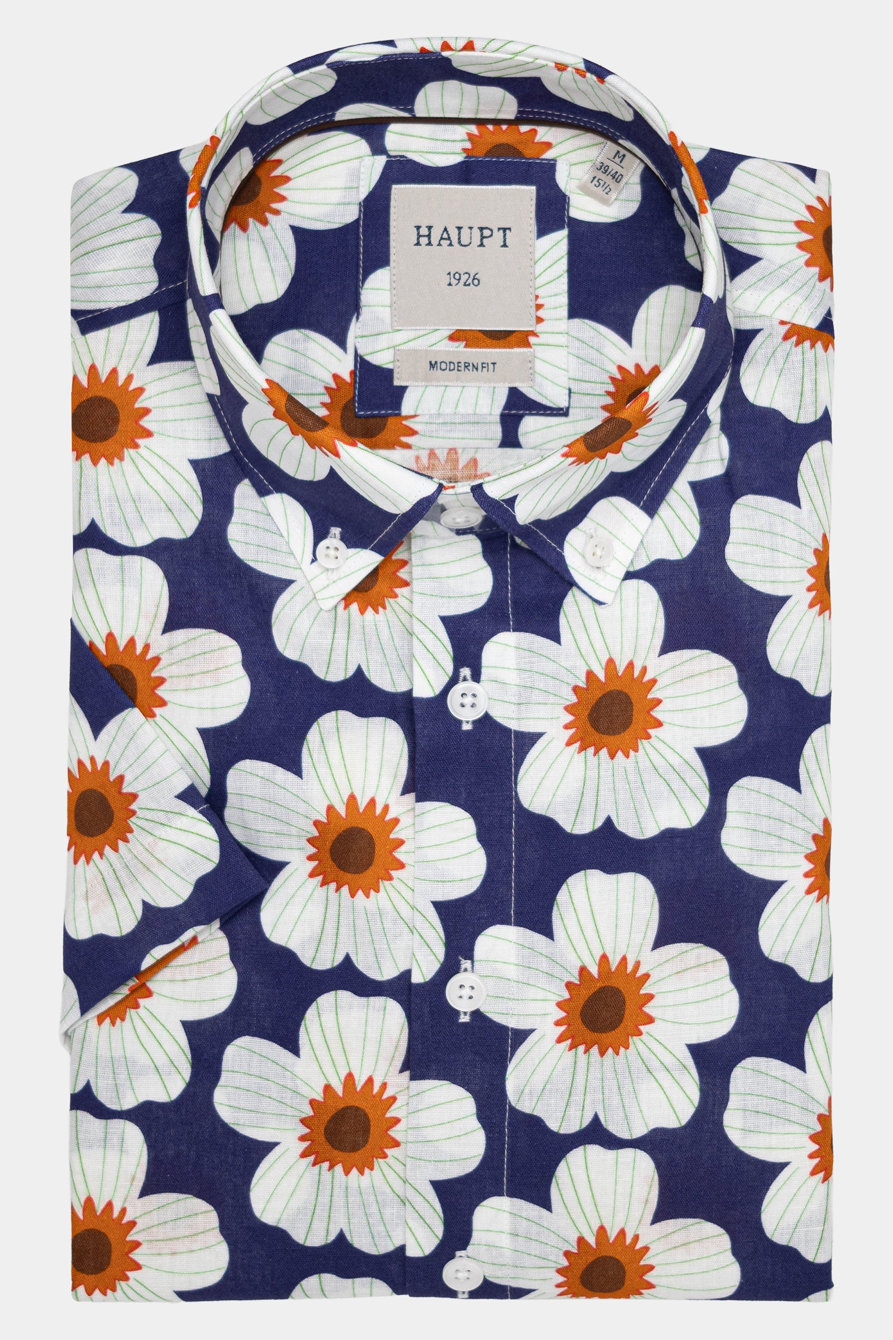 Haupt Kurzarmhemd mit Blumenprint - NIGHT BLUE Haupt