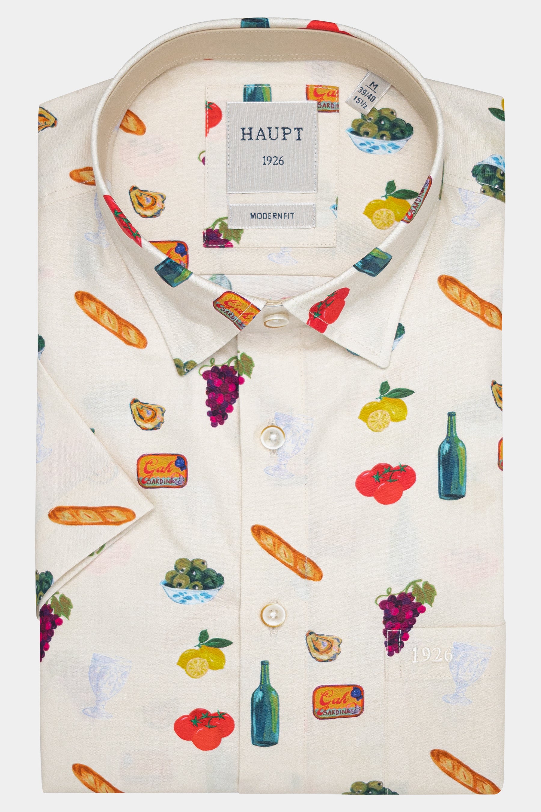 Camisa de manga corta con estampado culinario BEIGE