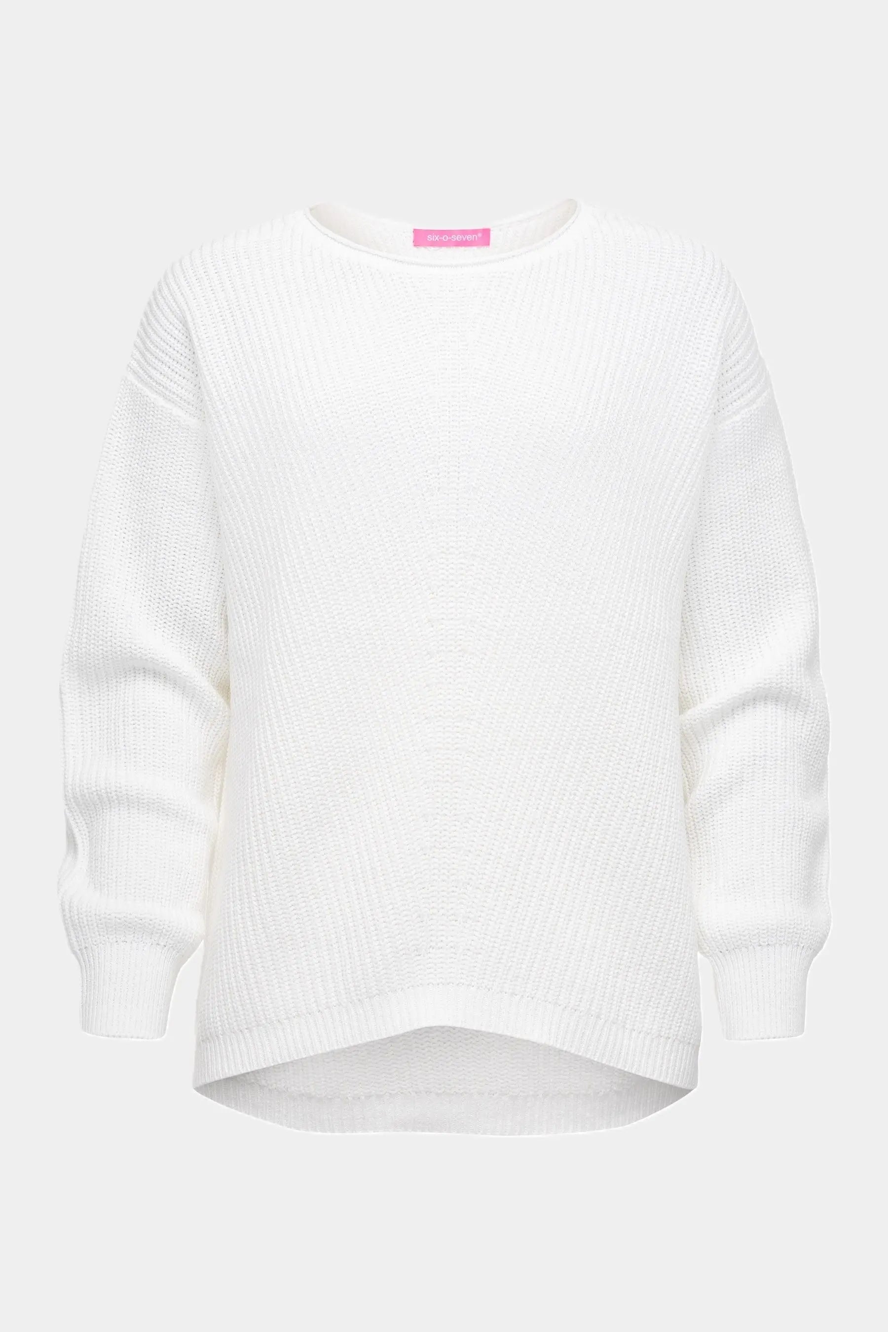 Six-o-Seven Baumwoll-Strickpullover mit moderner Silhouette in WHITE six-o-seven