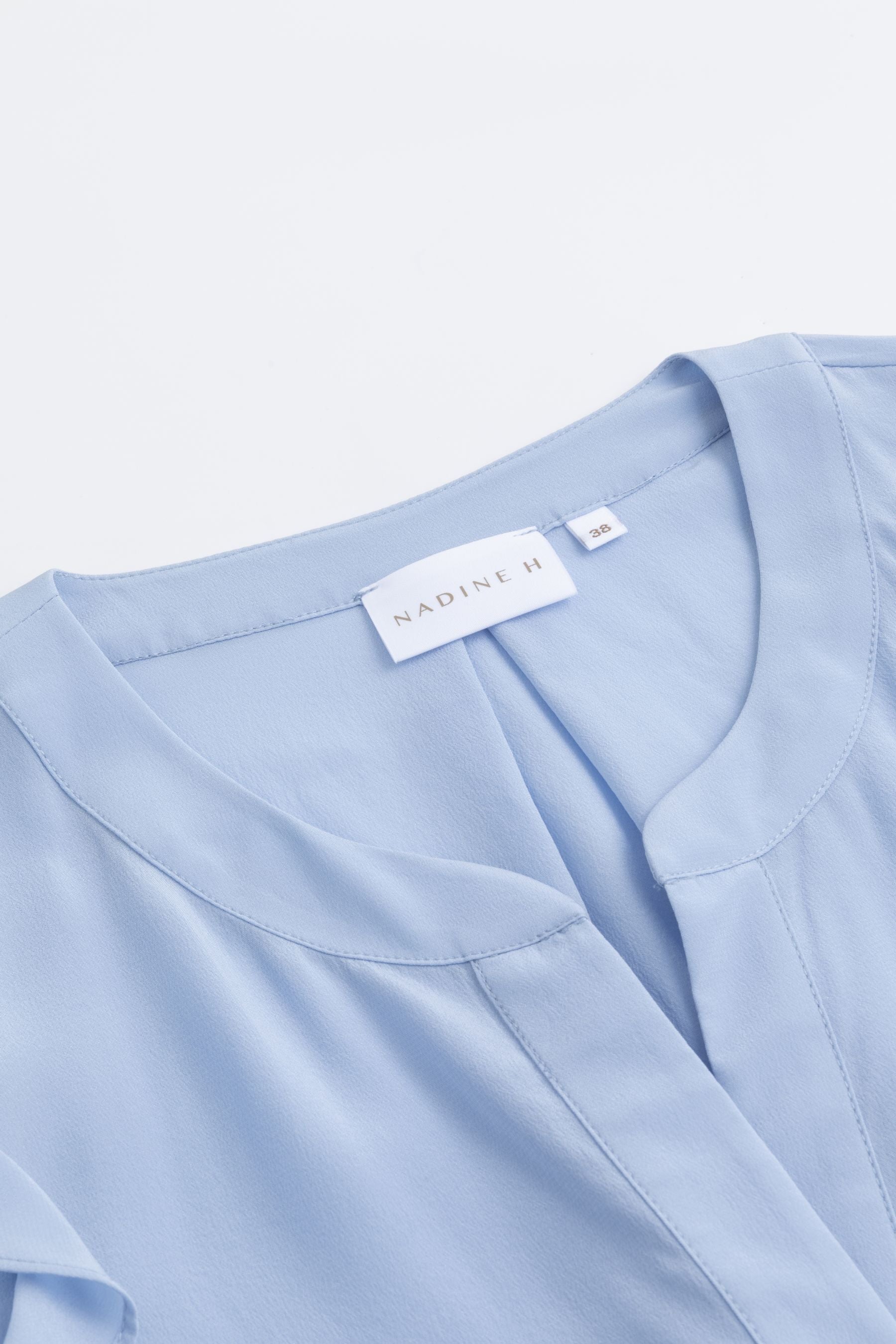 Nadine H silk blouse with ruffles & box pleat SKY