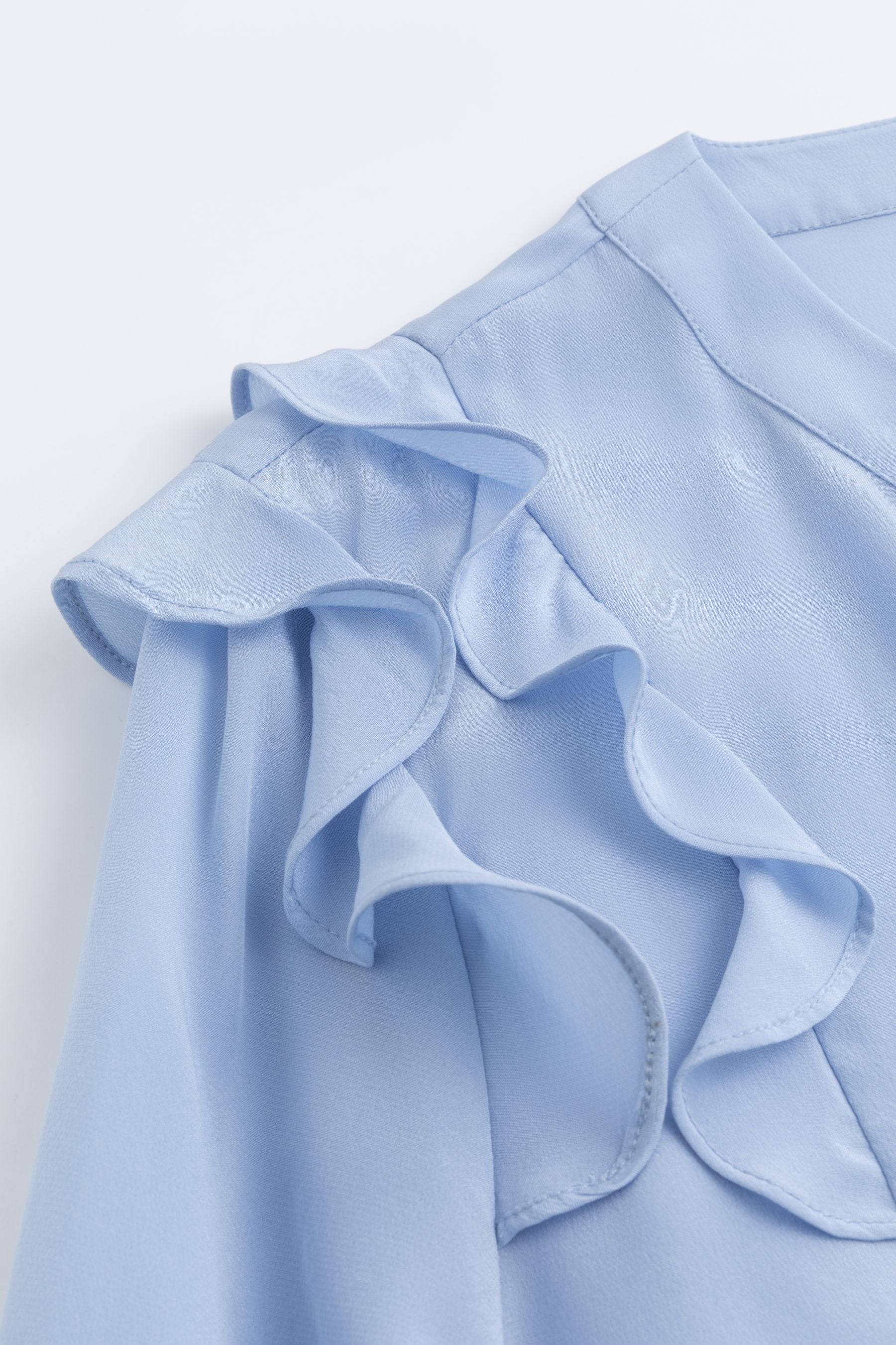 Nadine H silk blouse with ruffles & box pleat SKY