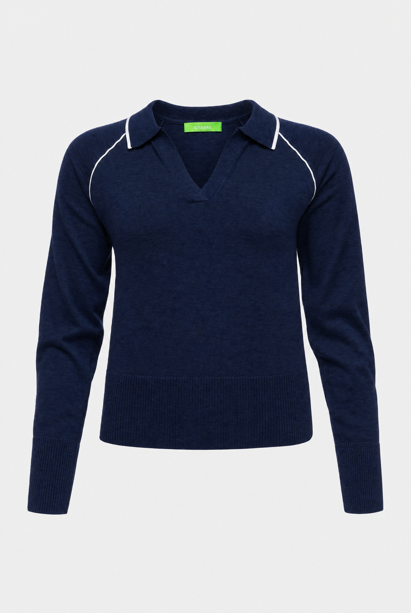 Damen Strickpullover mit Polokragen ideal Frühling Marine