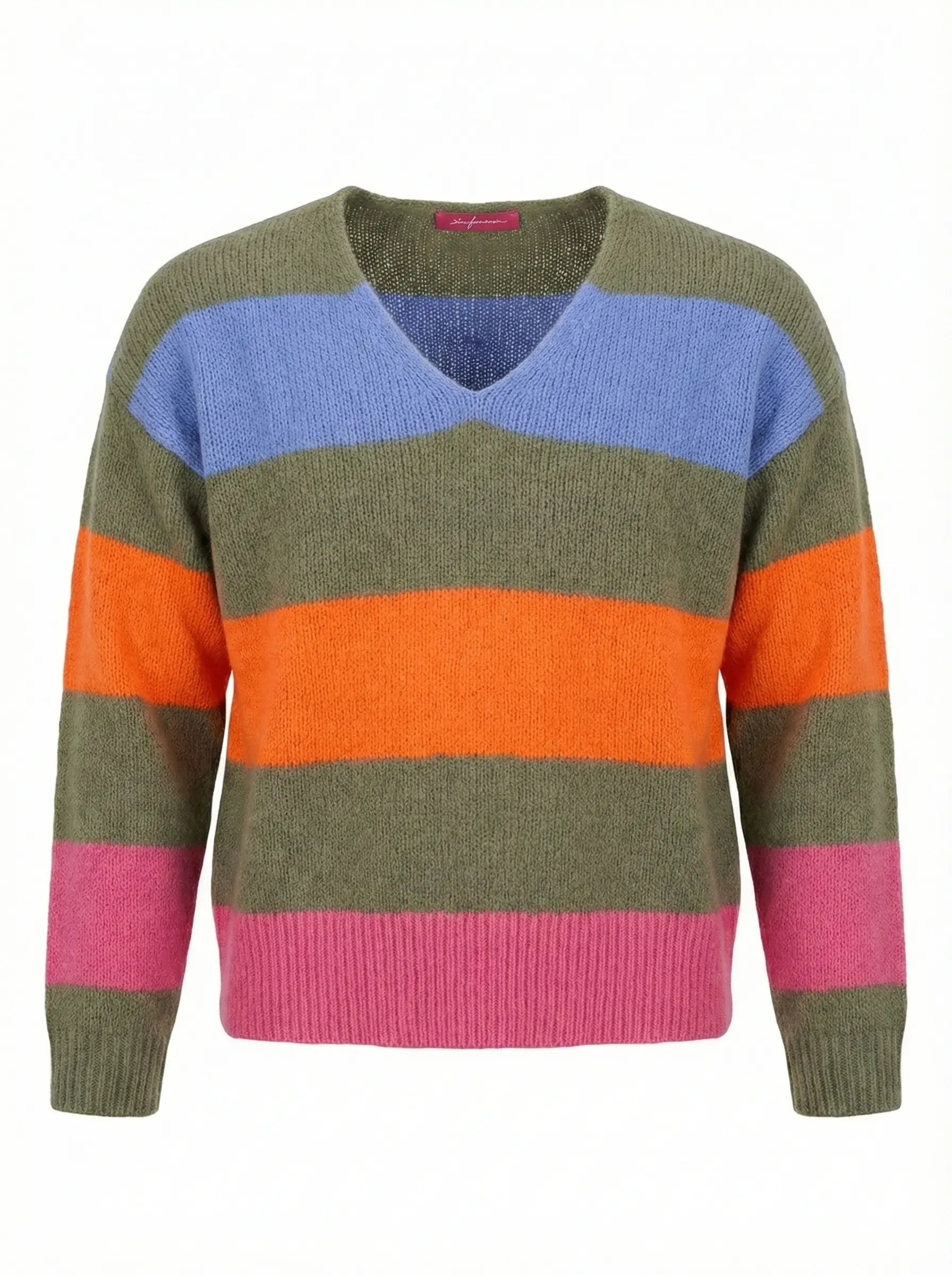 Six-o-Seven Farbenfroher Streifenpullover - OLIVE six-o-seven