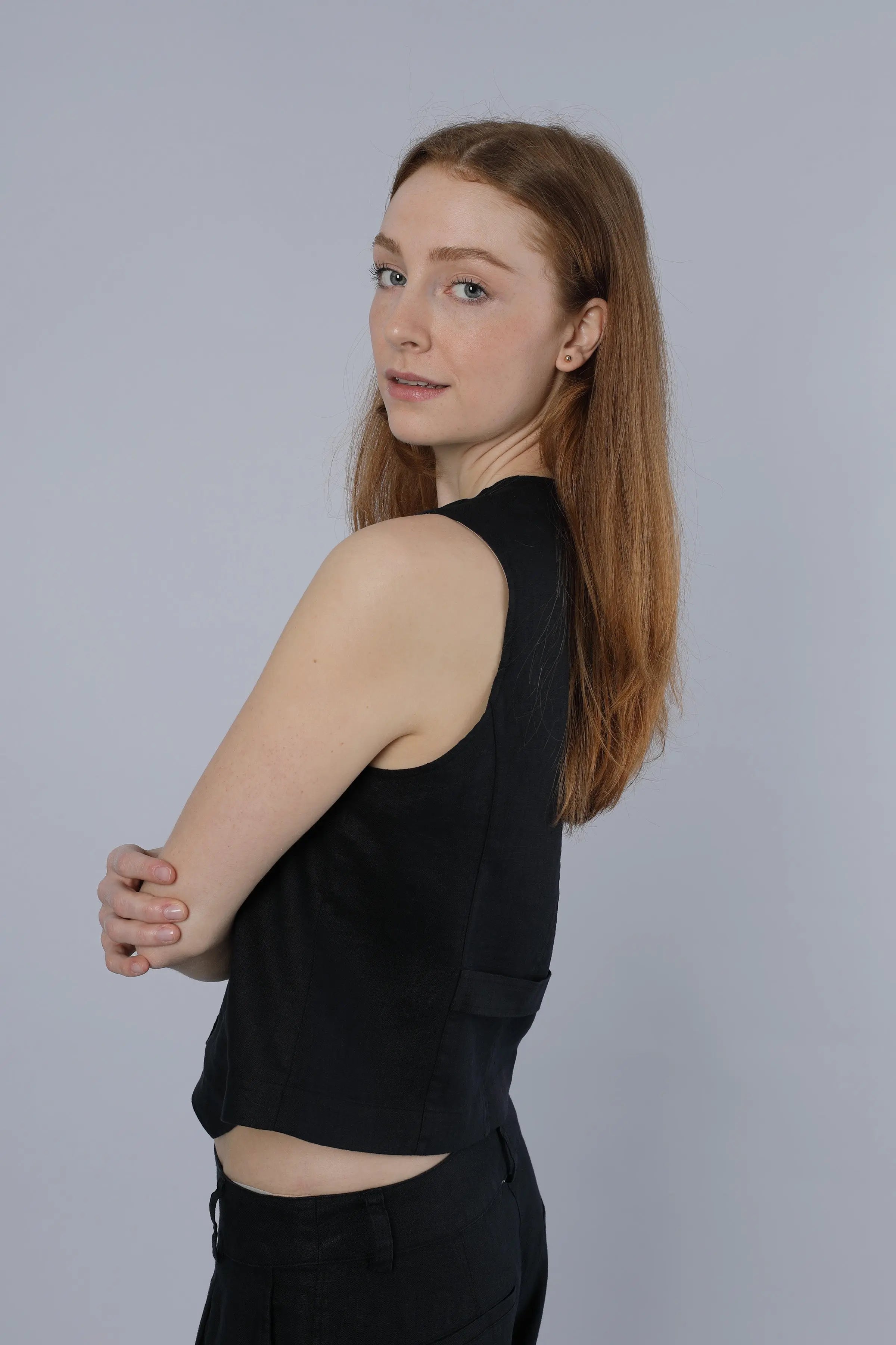 Leinenweste BLACK Nadine H
